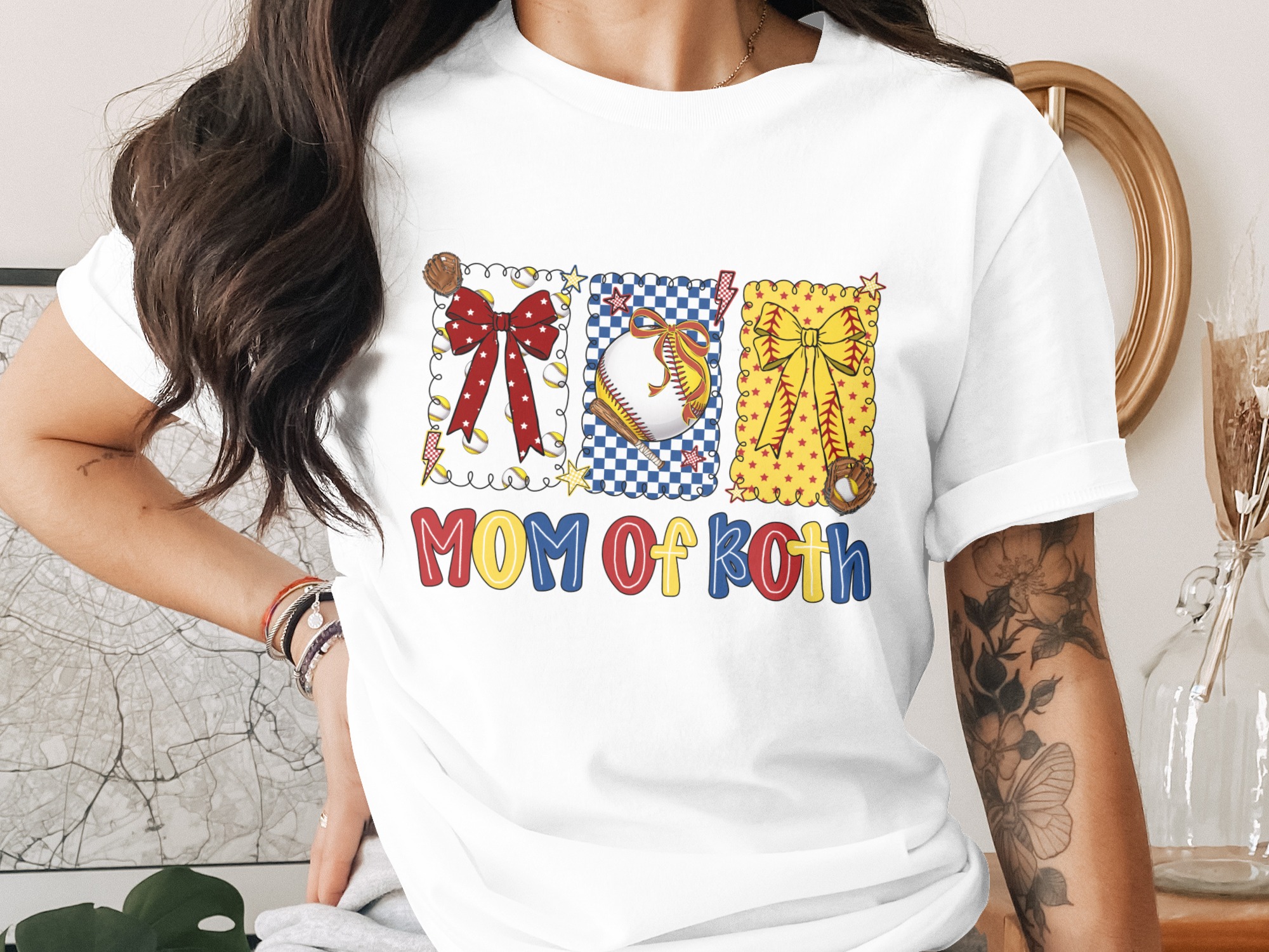 Baseball Softball Mom of Both T-Shirt, Comfort Colors ® Game Day Tee, Proud Sports Mama, Youth Sports Gift for Her, Cute Baseball Tee