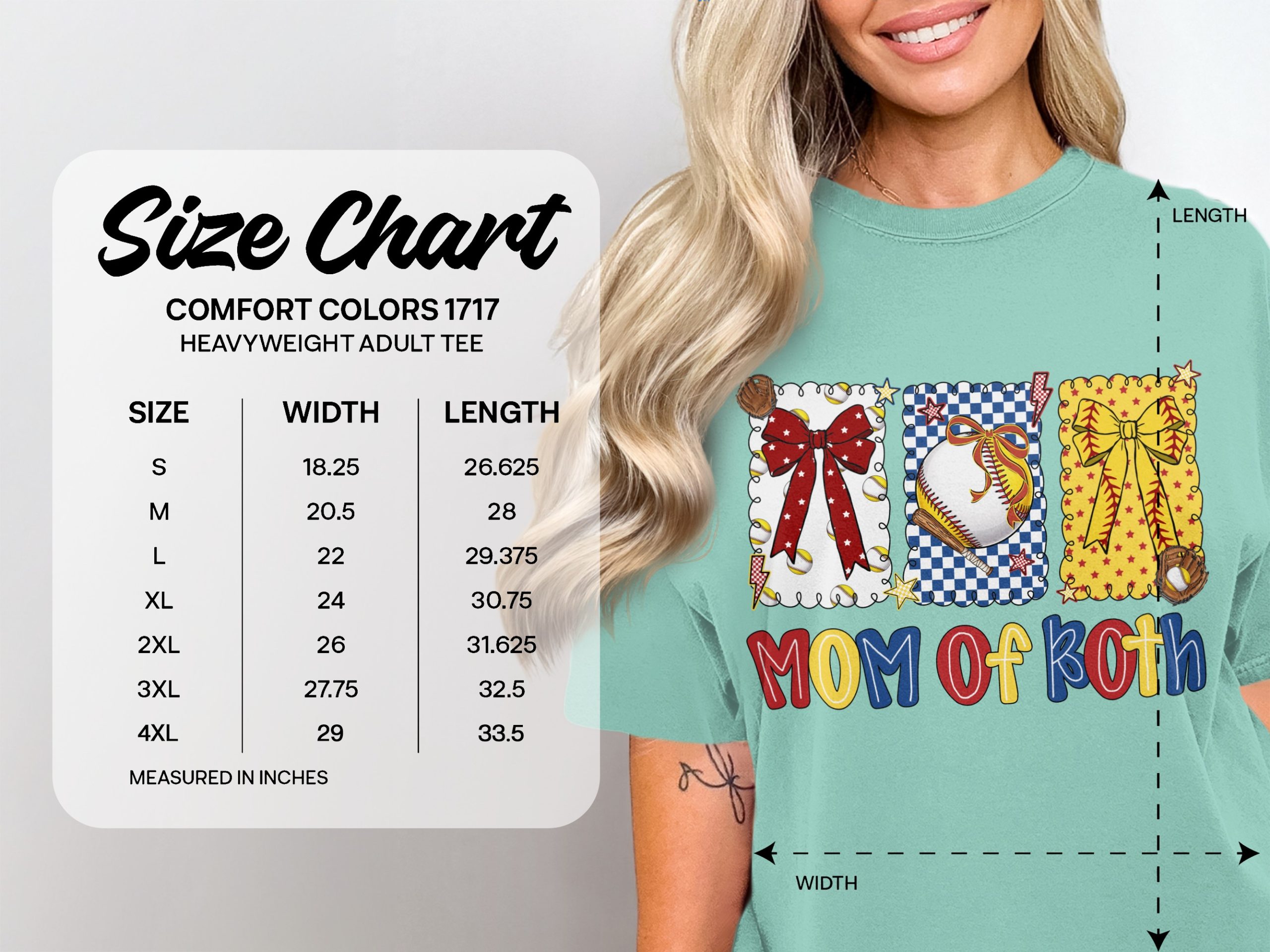 Baseball Softball Mom of Both T-Shirt, Comfort Colors ® Game Day Tee, Proud Sports Mama, Youth Sports Gift for Her, Cute Baseball Tee - Image 4
