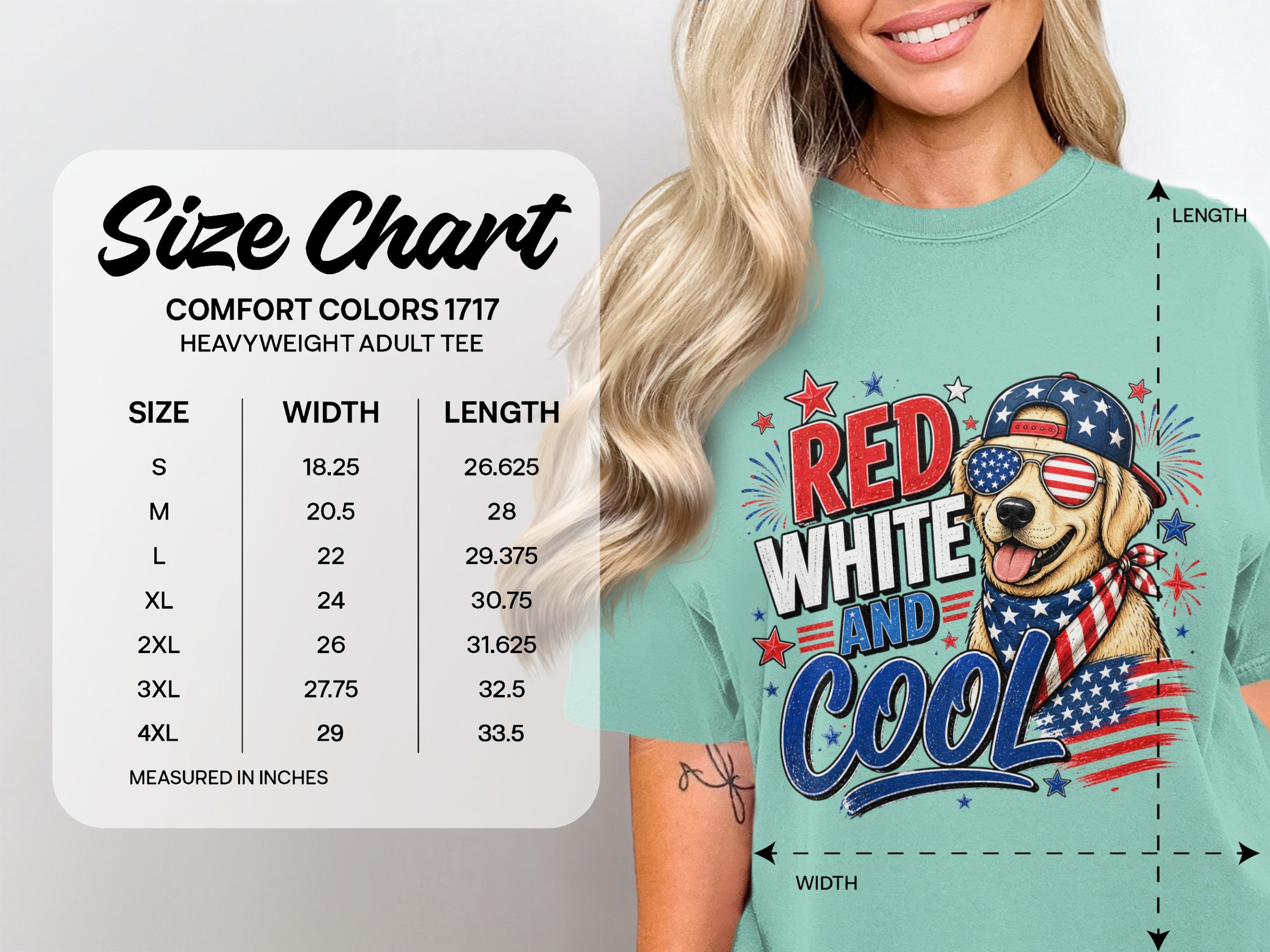 Patriotic Dog Shirt, Red White and Cool Comfort Colors ® T-shirt, 4th of July Golden Retriever Tee, American Flag Dog Lover Gift - Image 4
