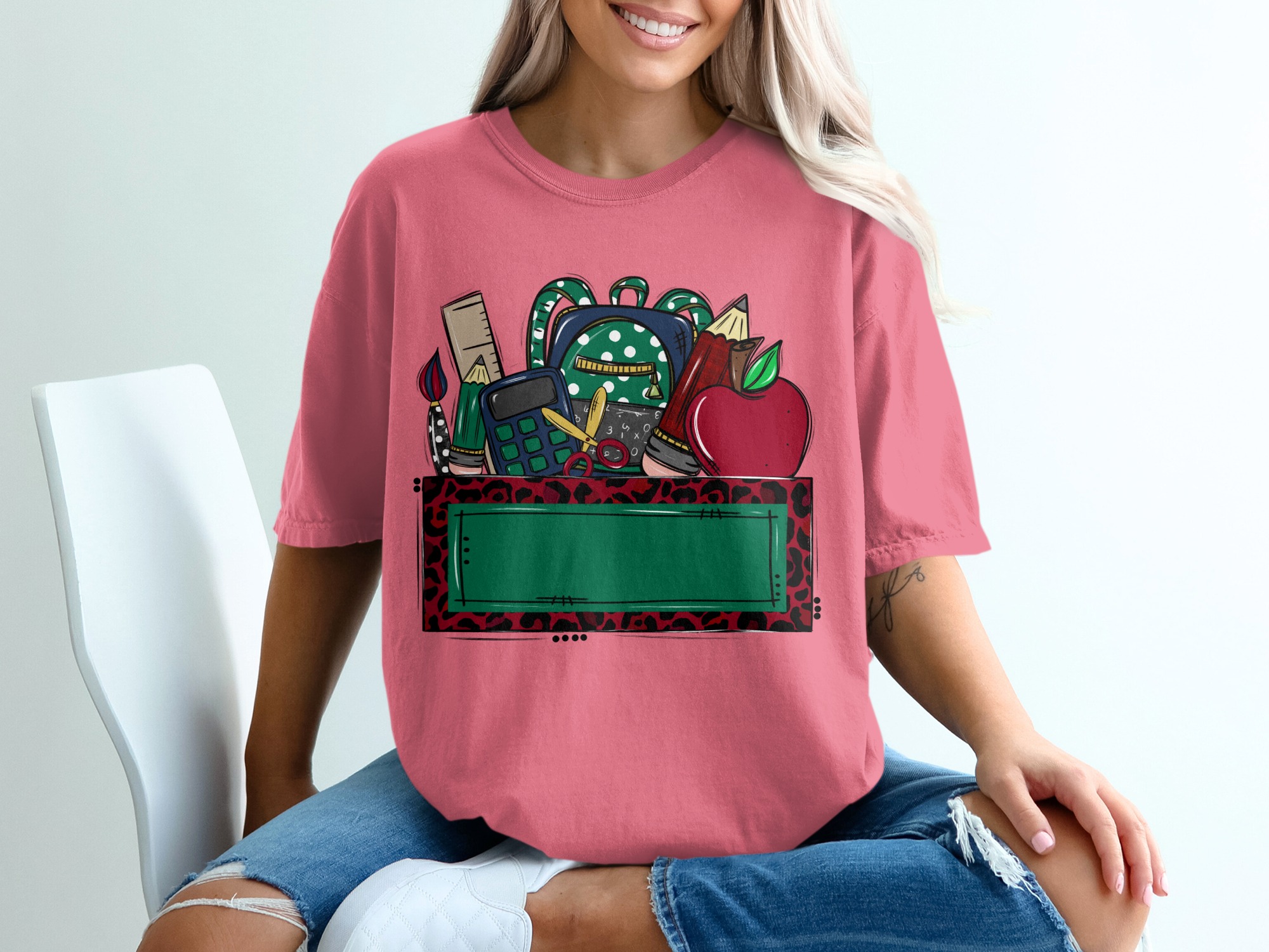 Custom Teacher Back to School T-Shirt | Personalized School Name Mascot Leopard Print Tee | Teacher Appreciation Gift | School Spirit Top - Image 16