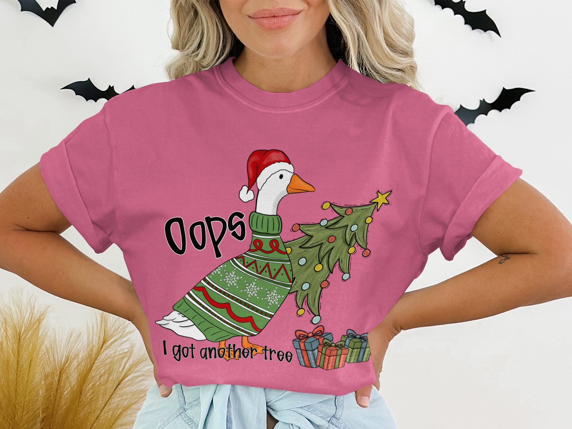 Funny Christmas Goose T-Shirt, Ugly Sweater Style Holiday Tee, Oops I Got Another Tree, Festive Humor Animal Shirt, Gag Xmas Gift - Image 6