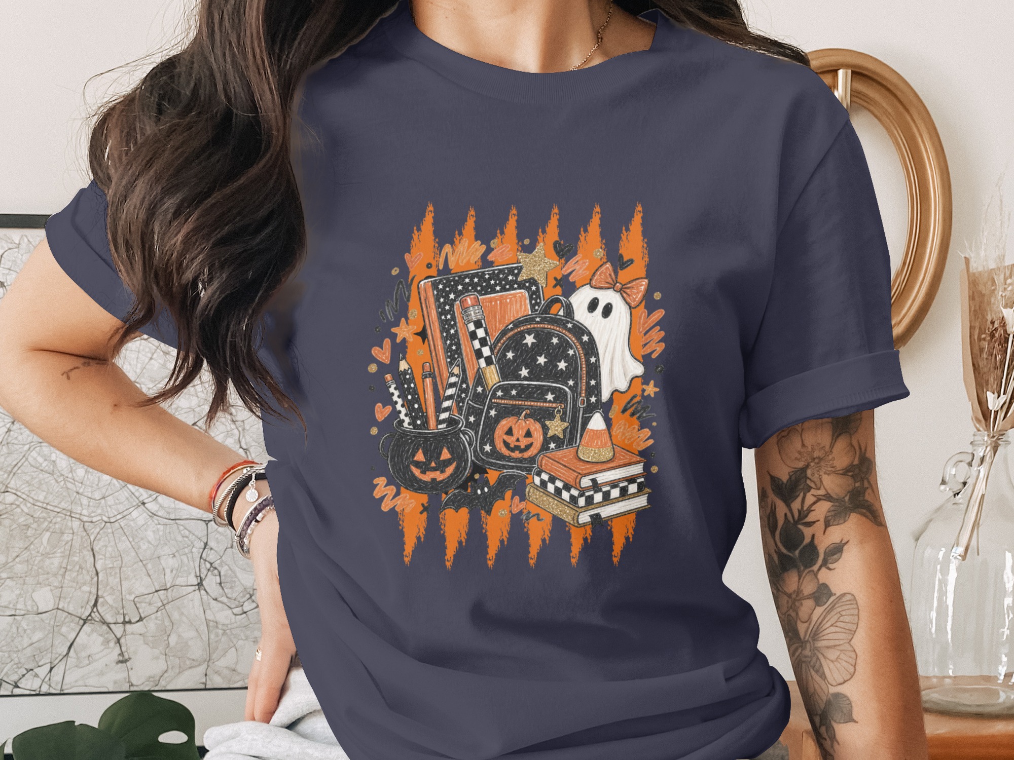 Spooky Cute Teacher Halloween T-Shirt, Back To School Ghost Pumpkin Tee, Fall Educator Shirt Gift, Funny Autumn Outfit for Her - Image 12