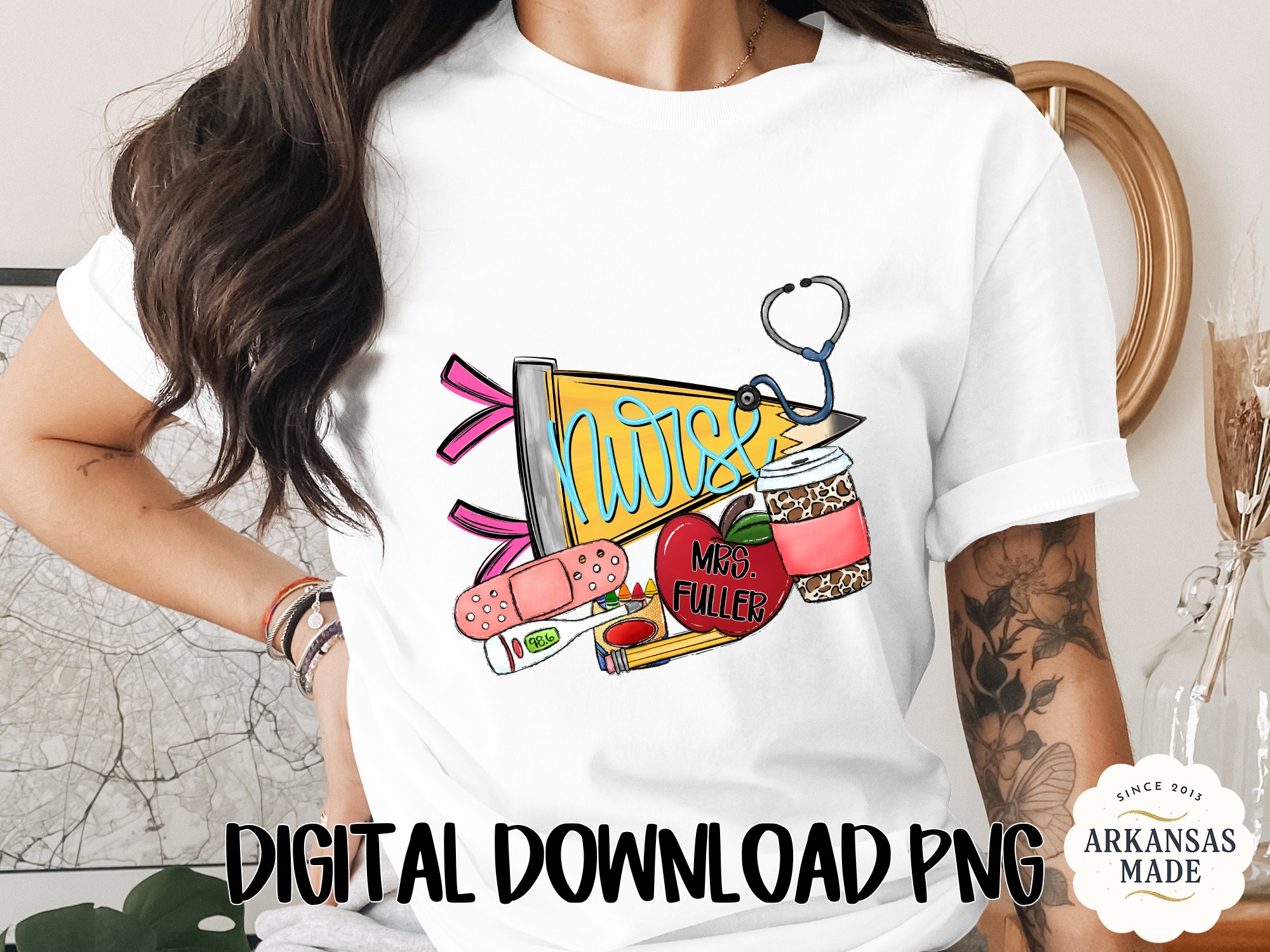 Nurse & Teacher Appreciation T-Shirt | Stethoscope, Apple, Coffee & Bandage Tee | Thoughtful RN Gift & Educator Shirt
