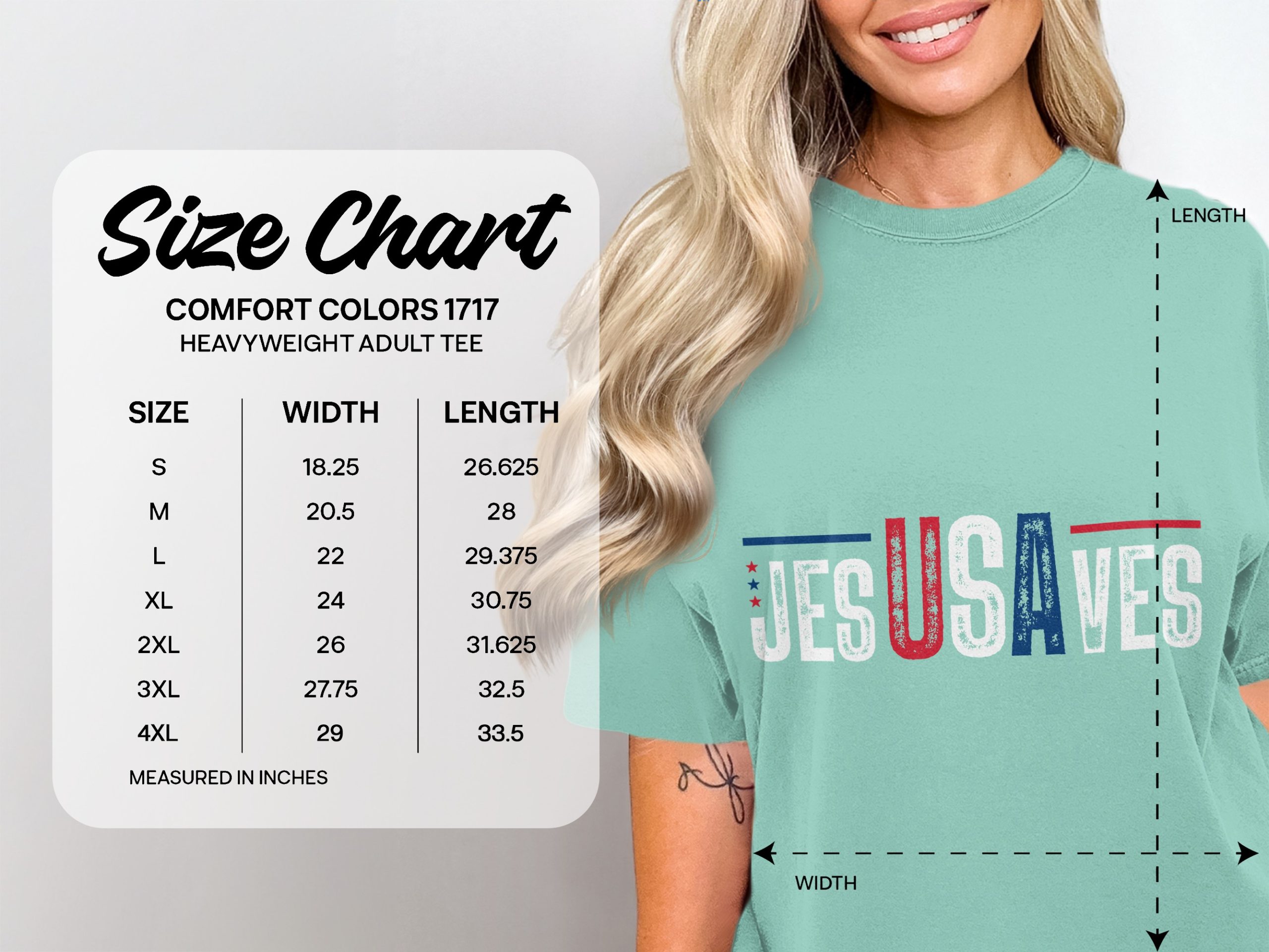 Jesus Saves USA Patriotic T-Shirt, Distressed Christian Faith Apparel, Comfort Colors ® Tee, American Flag Gift, Religious Graphic Shirt - Image 4