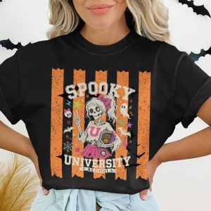 Spooky University Alumni T-Shirt, Cute Skeleton College Halloween Tee, Pastel Goth Style Trick or Treat Shirt