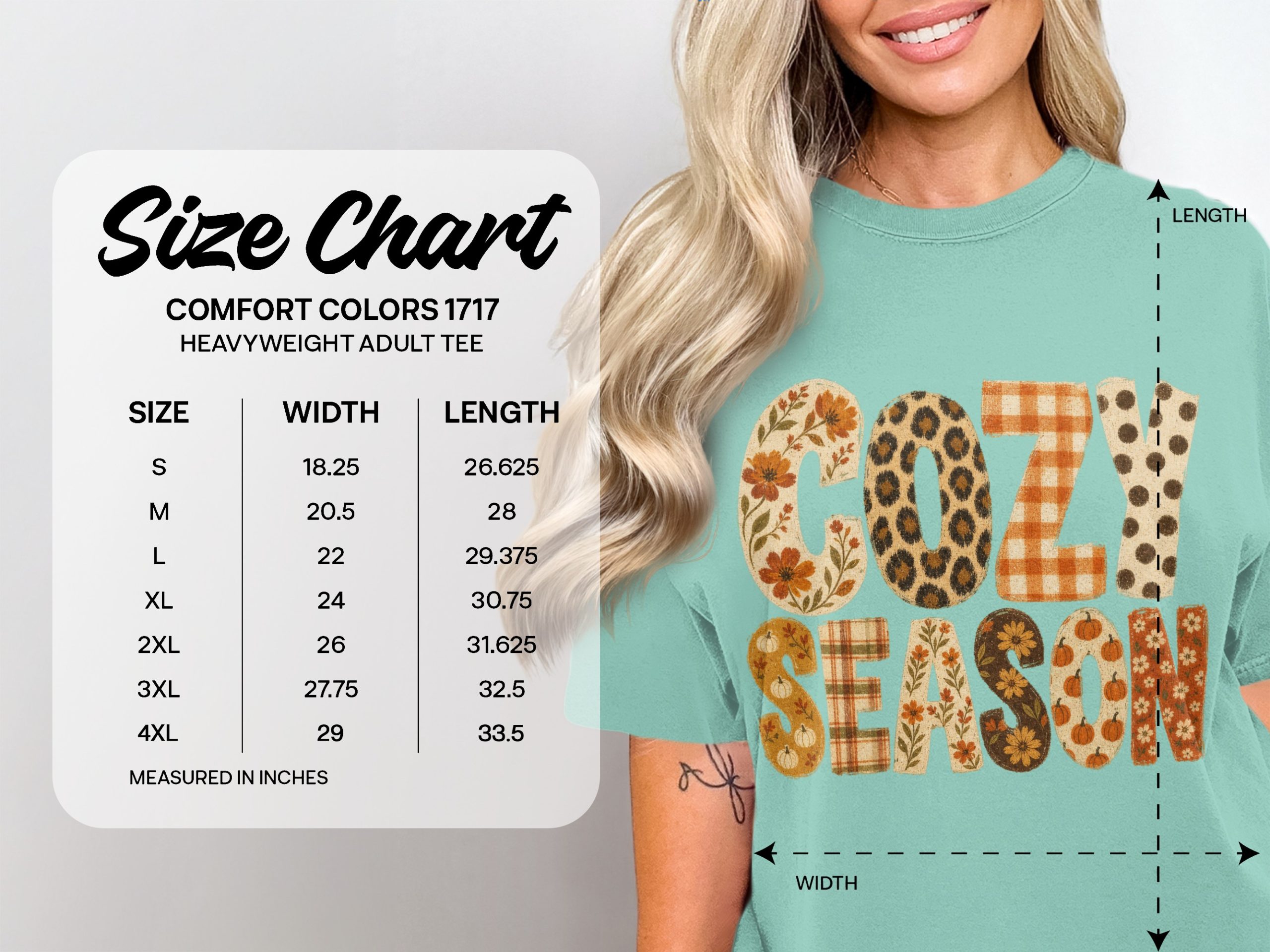 Comfort Colors ® Cozy Season Fall T-Shirt, Autumn Vibes Leopard Buffalo Plaid Pumpkin Spice Graphic Tee Gift - Image 3