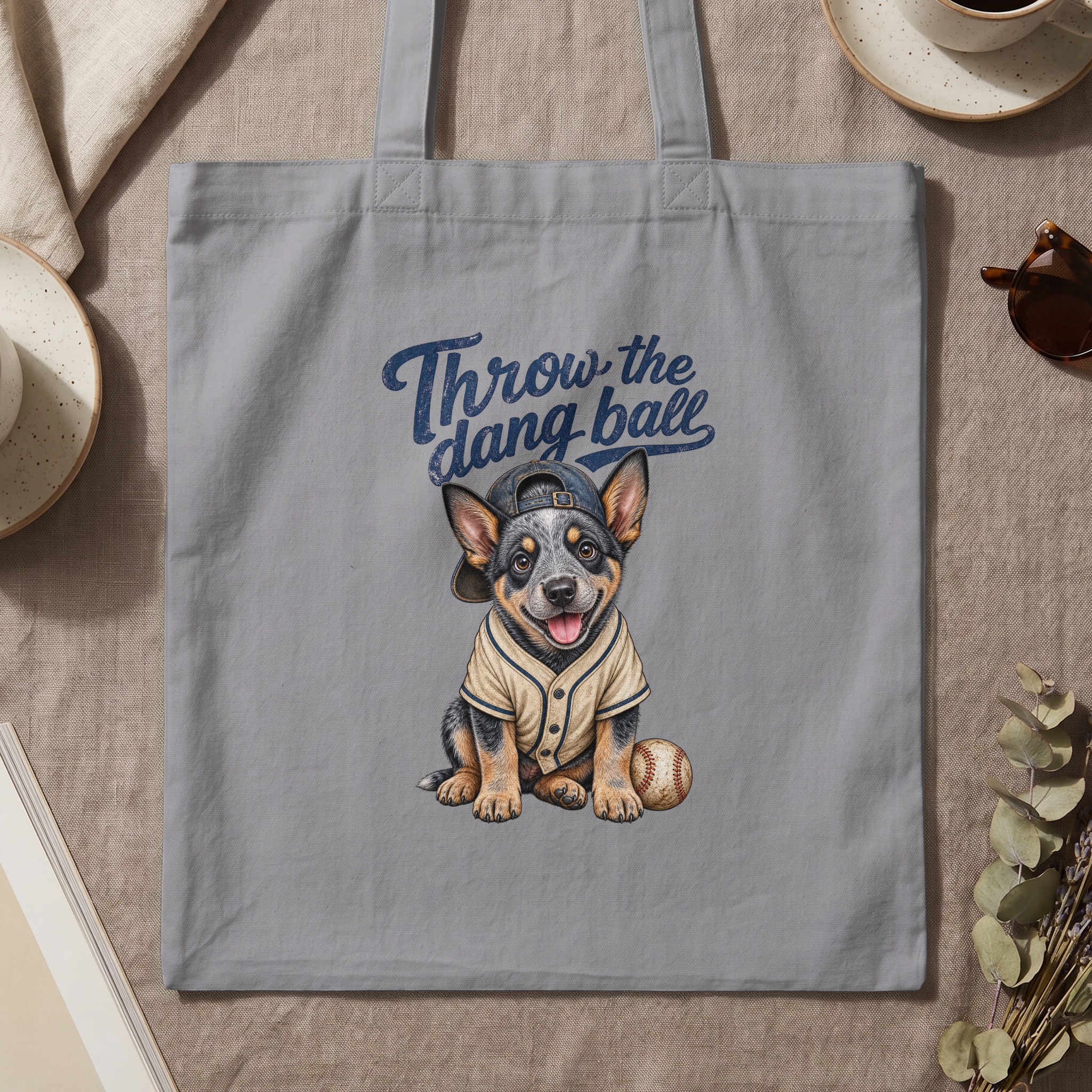 Cute Baseball Puppy Tote Bag, Throw the Dang Ball Puppy Canvas Bag, Sports Dog Lover Gift for Her, Pet Owner - Image 3