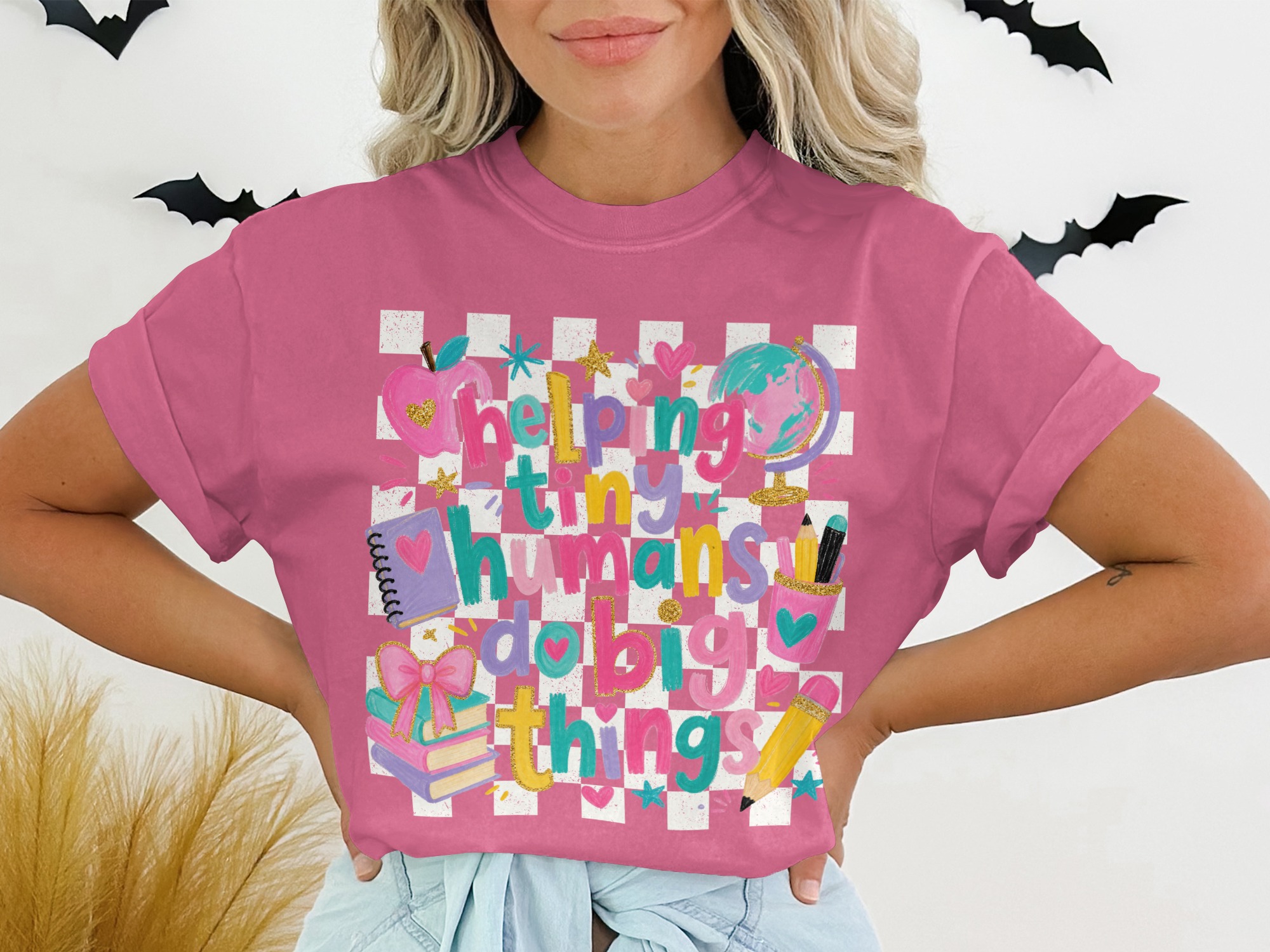 Teacher Appreciation T-Shirt, 'Helping Tiny Humans Do Big Things' Tee, Colorful Educator Gift for Women, Back to School Shirt for Teachers - Image 13