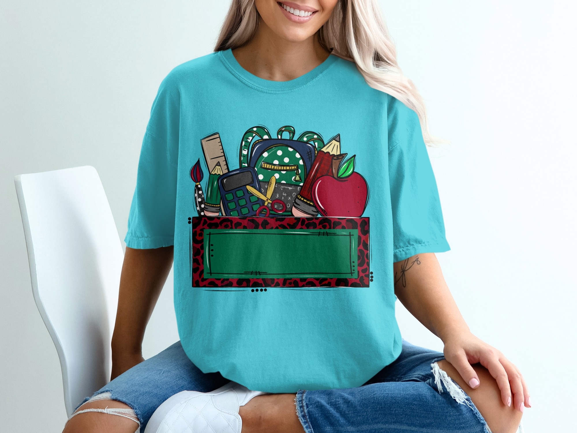 Custom Teacher Back to School T-Shirt | Personalized School Name Mascot Leopard Print Tee | Teacher Appreciation Gift | School Spirit Top - Image 9