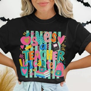 She's a Teacher I Can Tell! T-Shirt, Colorful Teacher Appreciation Gift, Educator Thank You Tee, Back to School Outfit for Women