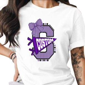Custom Initial T Shirt, Personalized Letter Tee with Bow, School Spirit Game Day Top, Varsity Mascot Custom Name T-Shirt