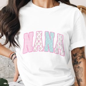 Nana Shirt, Floral Gingham Christian Cross, Faux Lace Grandparent T-Shirt, Comfort Colors ®, Mother's Day Gift for Nana, Grandma Tee