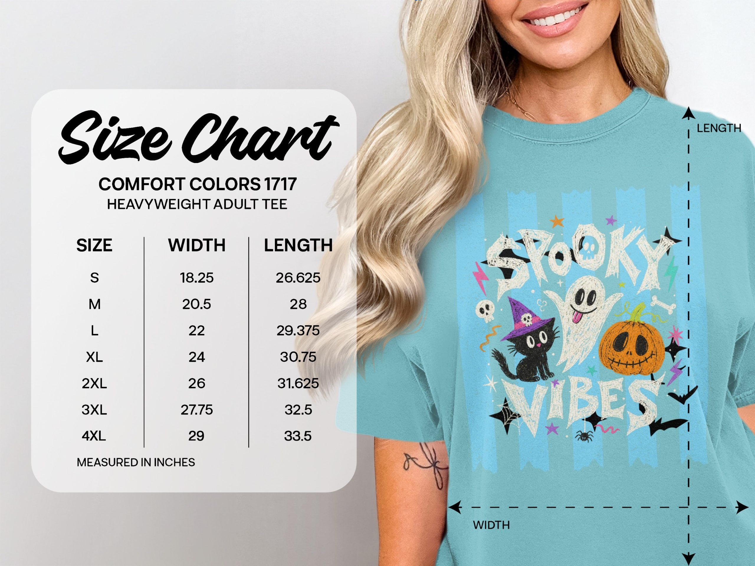 Spooky Vibes Halloween Graphic Tee | Cute Ghost Witchy Cat Jack O Lantern Fall Season Women's Trendy Funny Spooky T-Shirt Gift - Image 9