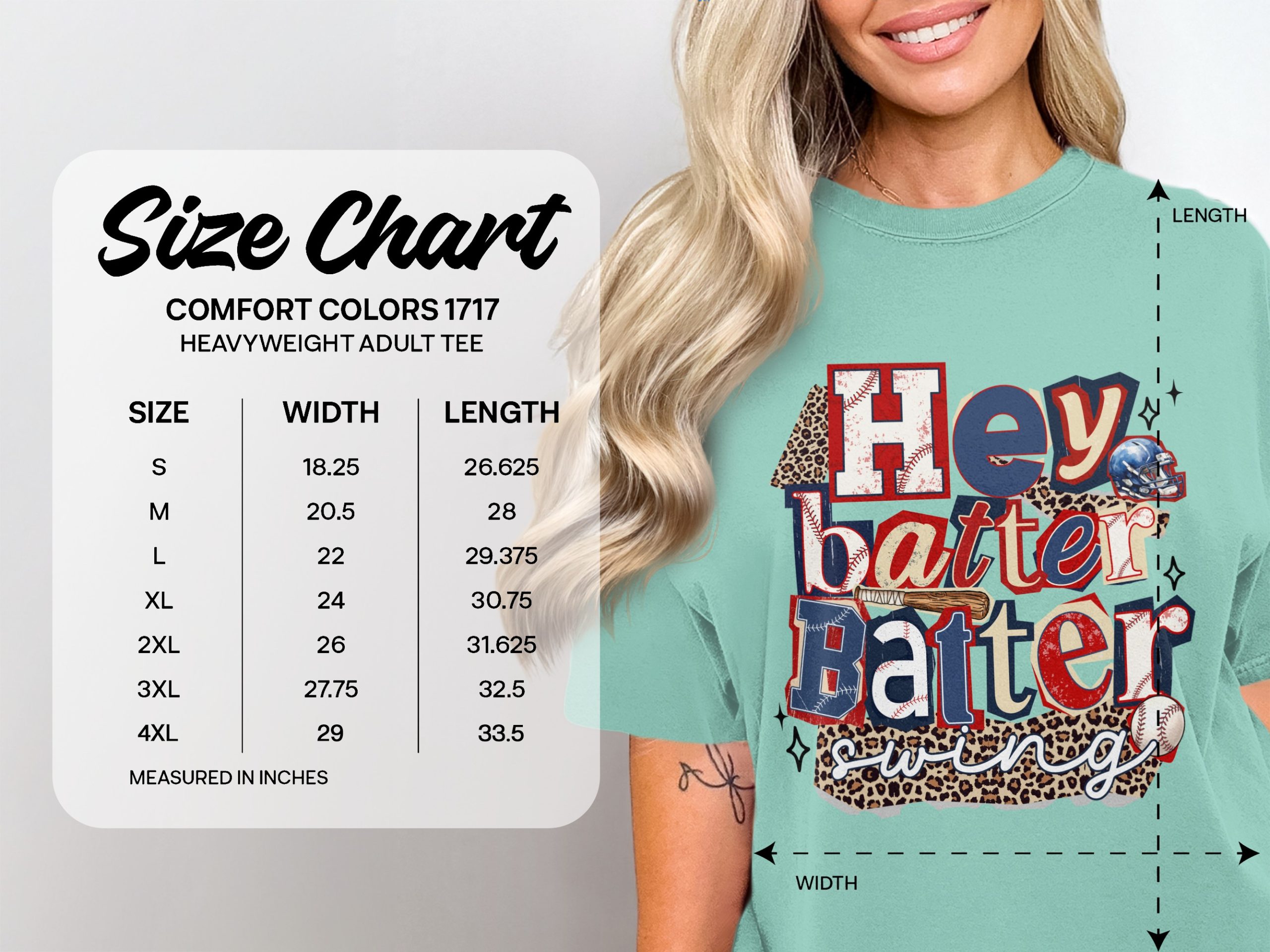 Baseball Mom T-Shirt, Comfort Colors ® Hey Batter Swing Shirt, Distressed Leopard Print Game Day Tee, Sports Fan Gift for Her, Cute Ballpark - Image 4