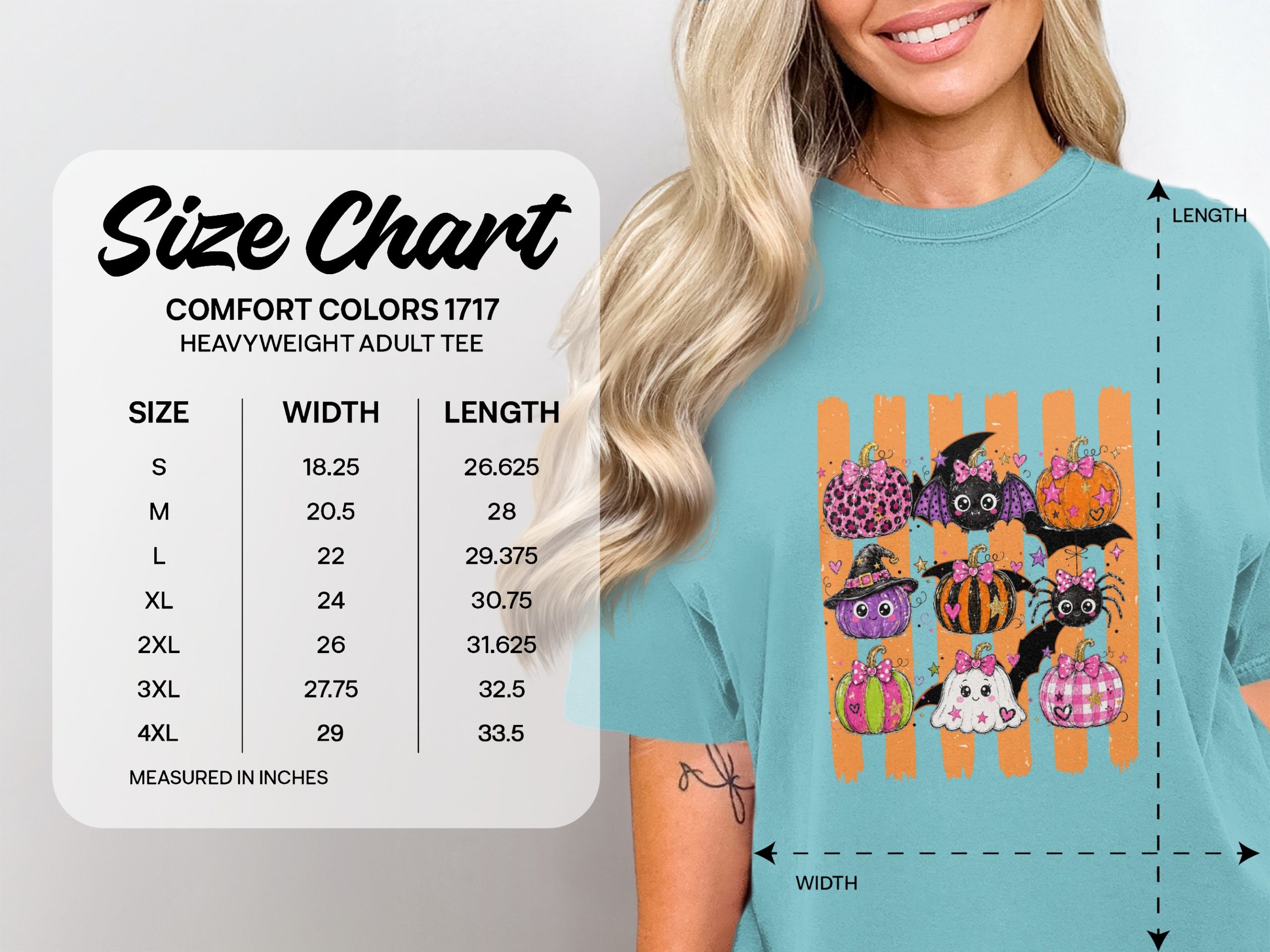 Cute Spooky Pumpkins Halloween T-Shirt for Women, Adorable Pastel Goth Trick or Treat Shirt for Fall Season - Image 11