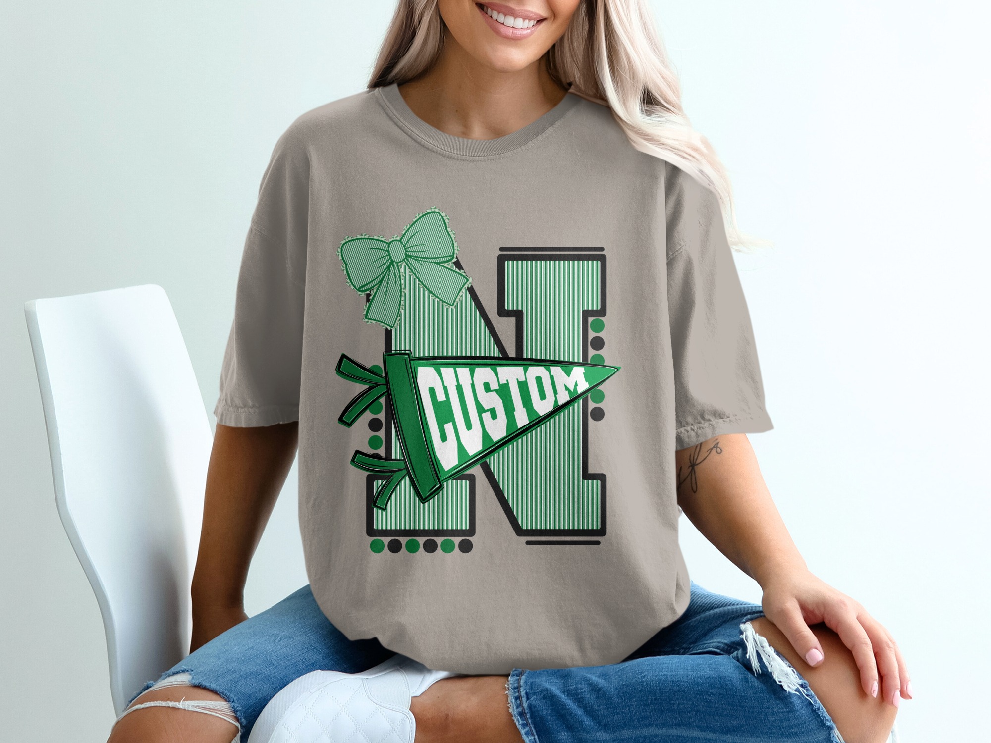 Custom Initial Varsity Letter T-Shirt, Personalized School Spirit Tee, College Game Day Outfit, Custom Mascot Name, Graduation Gift - Image 11