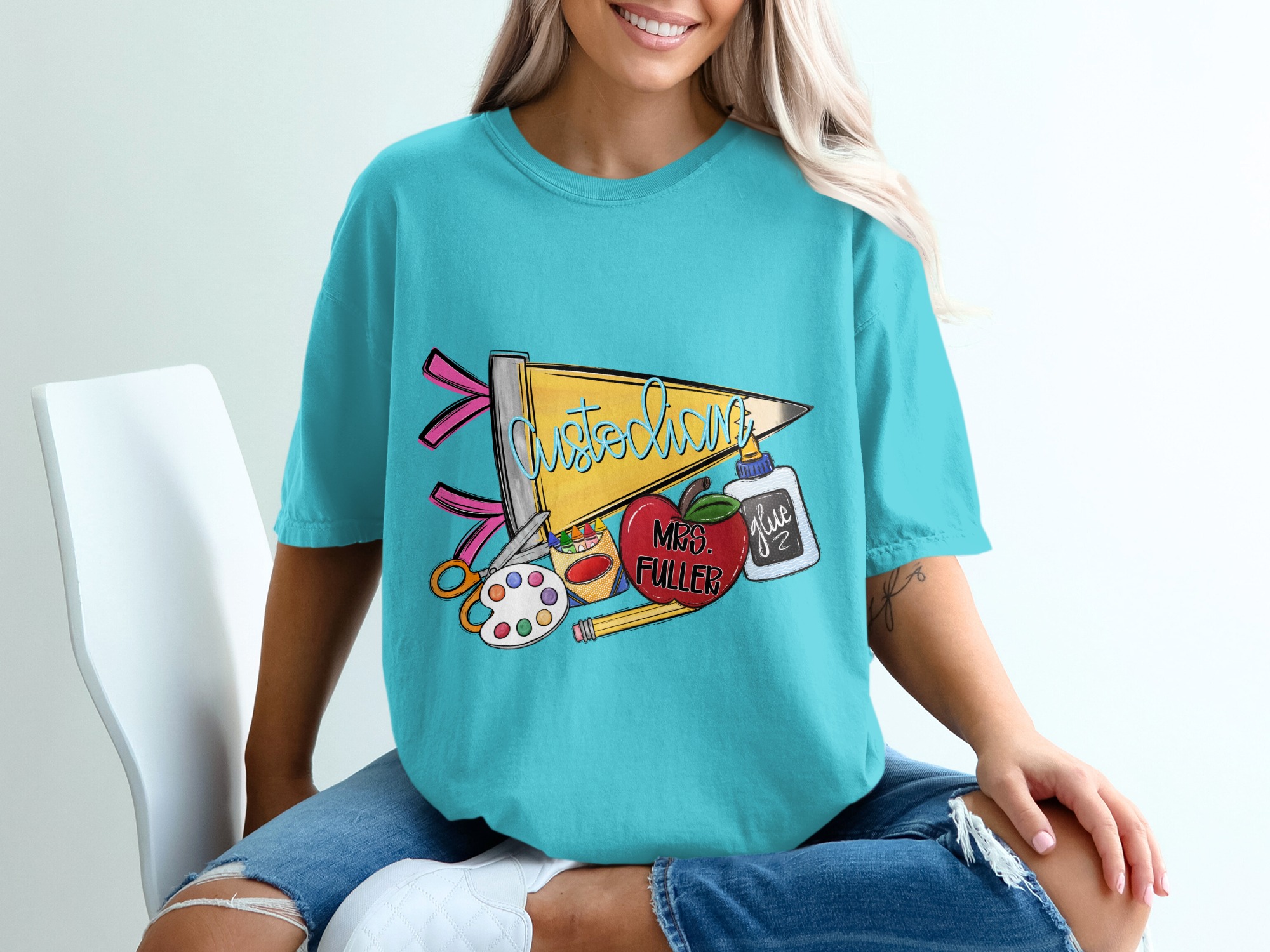 Personalized Custodian T-Shirt for School Staff | Janitor Appreciation Gift | Back to School Team Tee | Custom School Uniform Shirt - Image 9