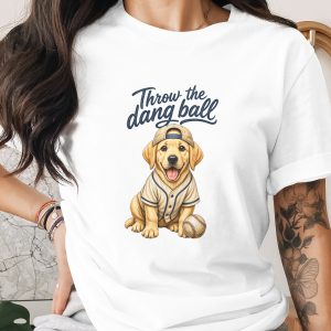 Throw the Dang Ball Golden Retriever Baseball T-Shirt, Funny Dog Lover Gift, Game Day Puppy Tee, Dog Mom Dad Sports Fan Top