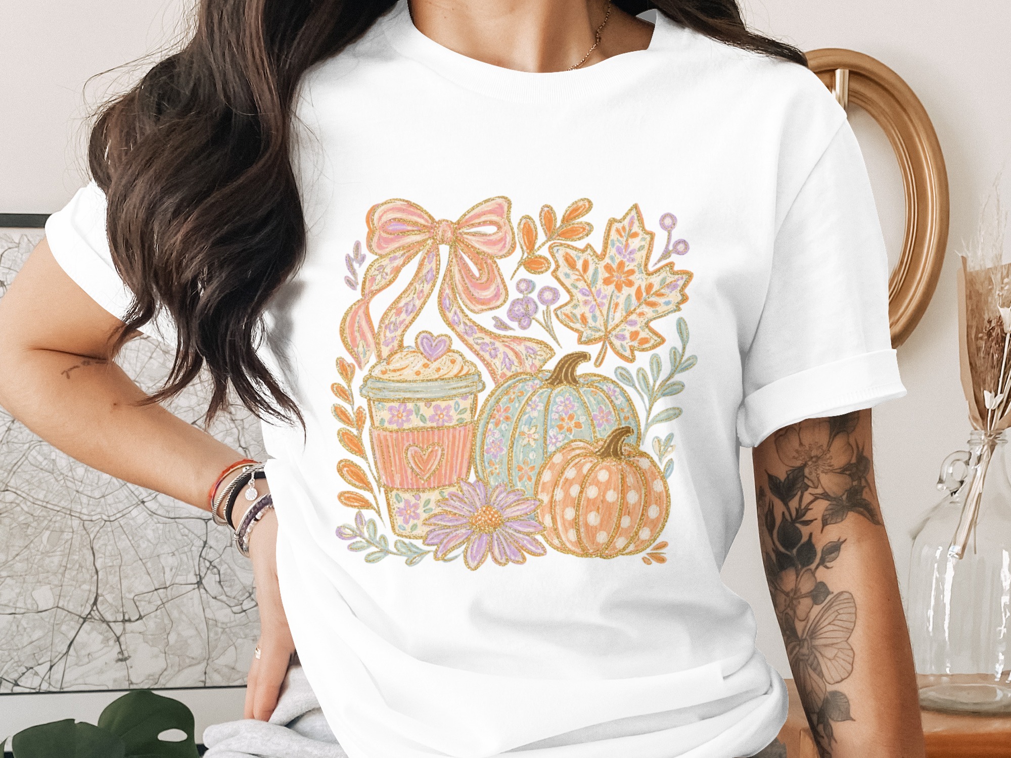 Comfort Colors ® Cozy Floral Pumpkin Spice Fall T-Shirt | Boho Autumn Mug Shirt | Thanksgiving Gift for Her