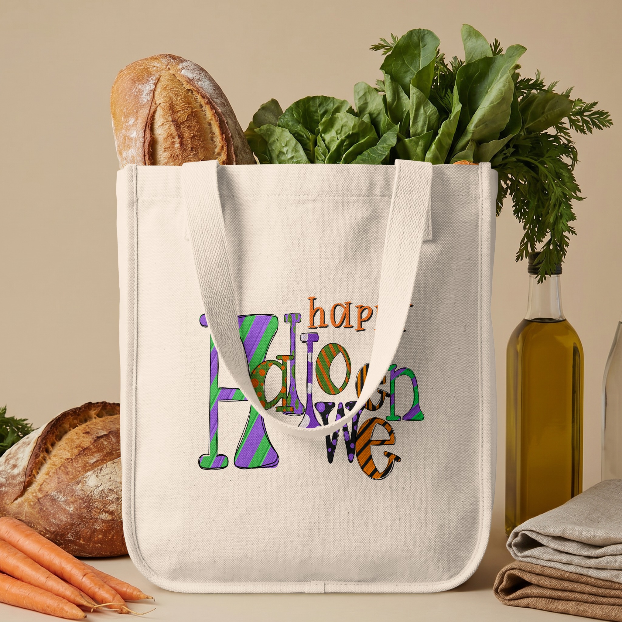 Happy Halloween Tote Bag, Spooky Season Gift, Trick or Treat Canvas Bag, Fall Aesthetic Witchy Tote, October Fun - Image 6