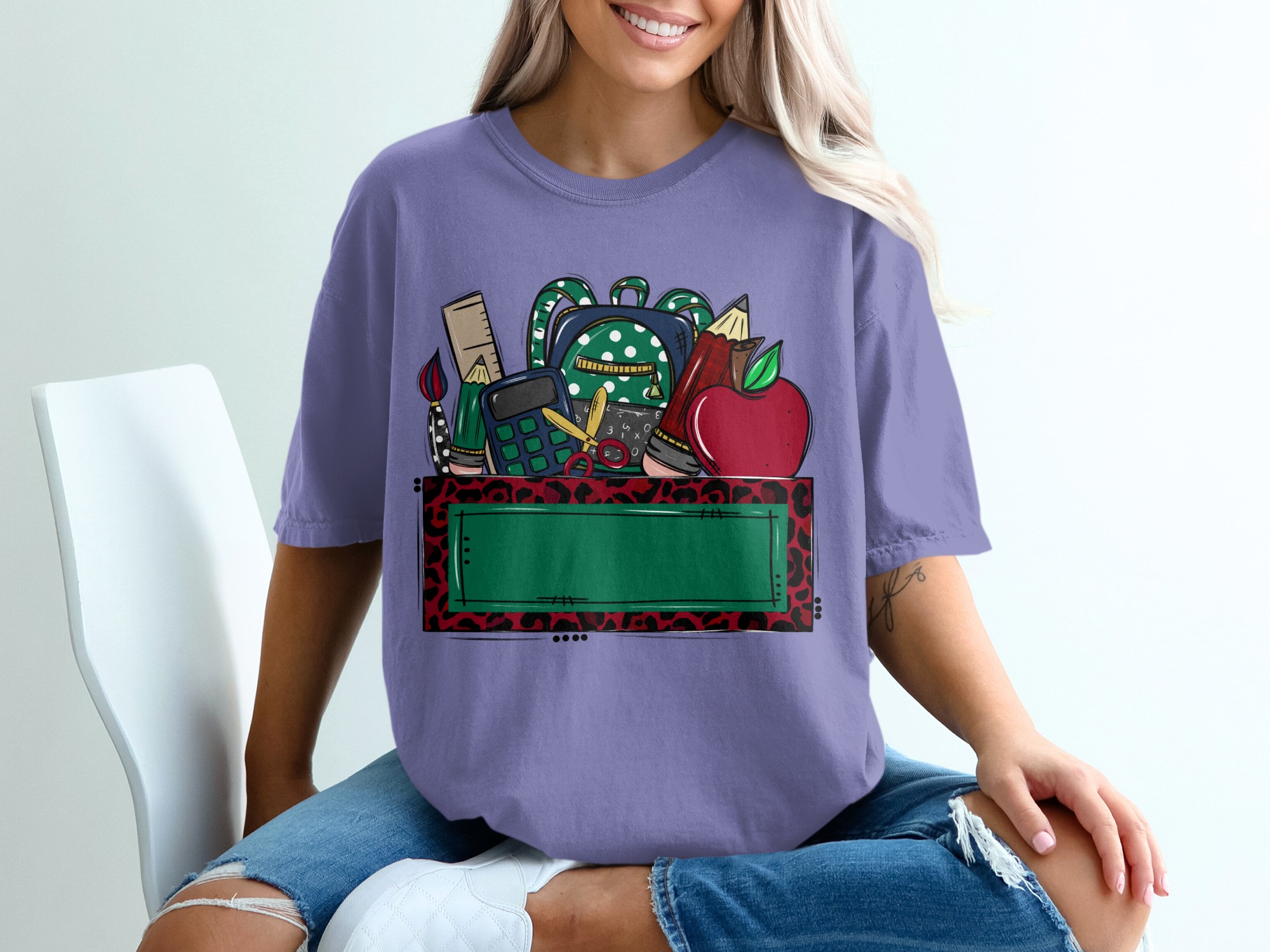 Custom Teacher Back to School T-Shirt | Personalized School Name Mascot Leopard Print Tee | Teacher Appreciation Gift | School Spirit Top - Image 13