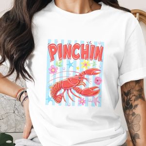 Funny Lobster T-Shirt, Pinchin' Summer Beach Tee, Comfort Colors ® Coastal Lover Gift, Vacation Ocean Lover Shirt, Preppy Nautical Tee