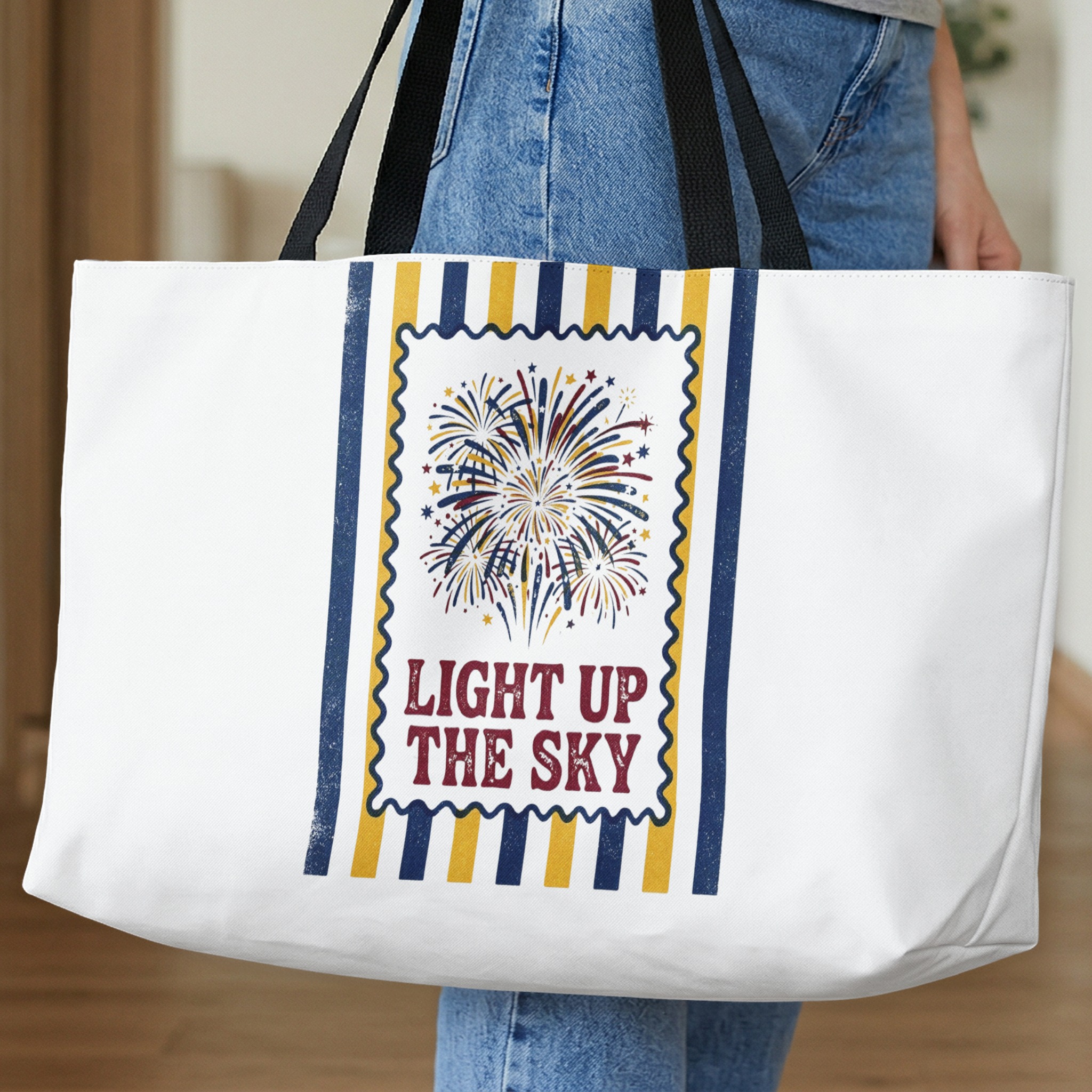 Fourth of July Tote Bag, Independence Day Fireworks Tote, Patriotic Americana 'Light Up The Sky' Reusable Bag - Image 10