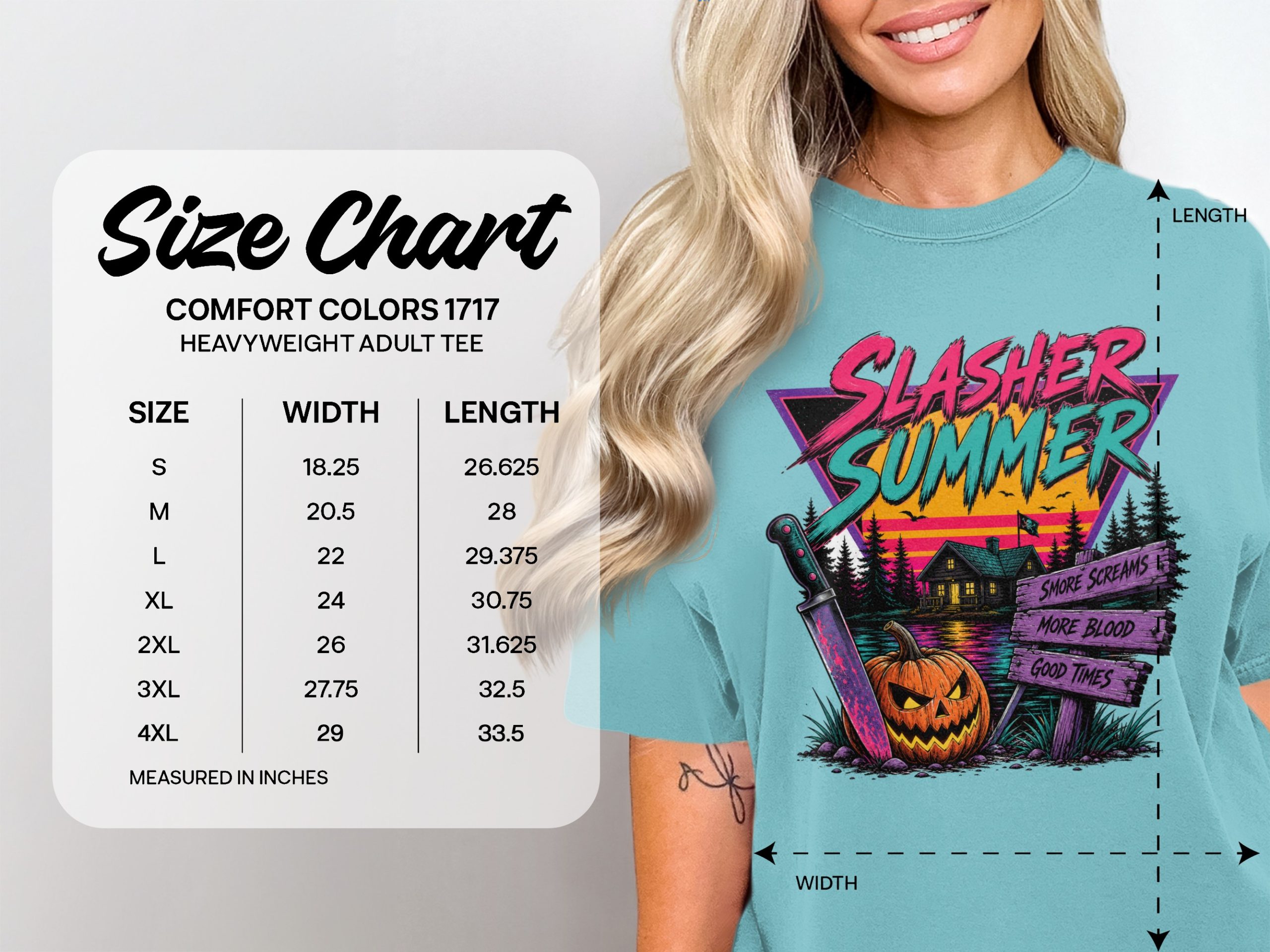Slasher Summer Retro Horror T-Shirt, Neon Goth 80s 90s Aesthetic Halloween Graphic Tee, Spooky Season Synthwave Camp Slasher Shirt Gift - Image 4