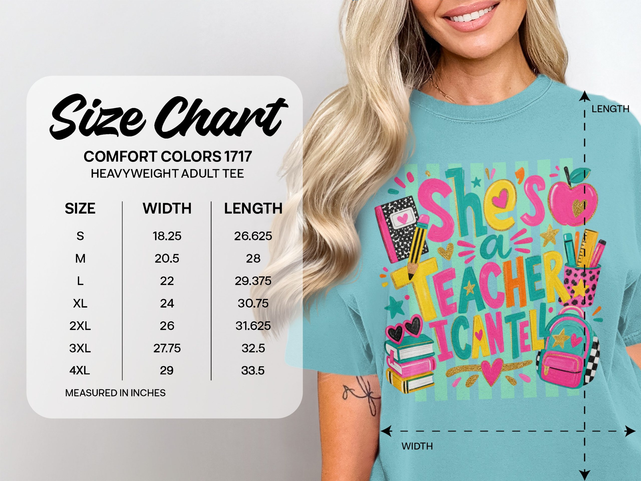 She's A Teacher I Can Tell T-Shirt | Back to School Cute Teacher Appreciation Gift | Funny Educator Life Shirt | Colorful Retro Style - Image 6