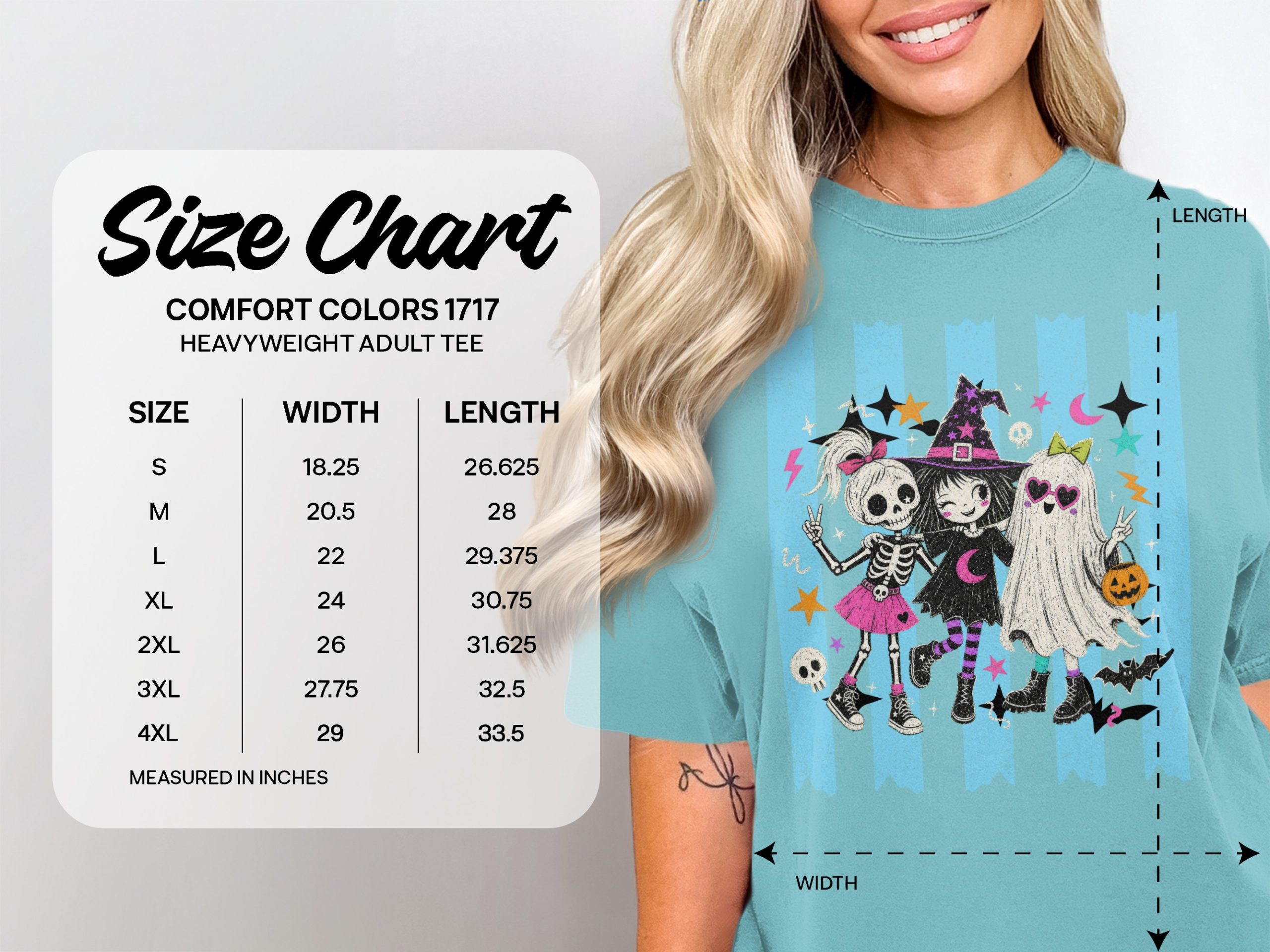 Cute Halloween Besties T-Shirt | Spooky Friends Witch Ghost Skeleton Tee | Kawaii Pastel Goth Graphic Shirt Gift - Image 6