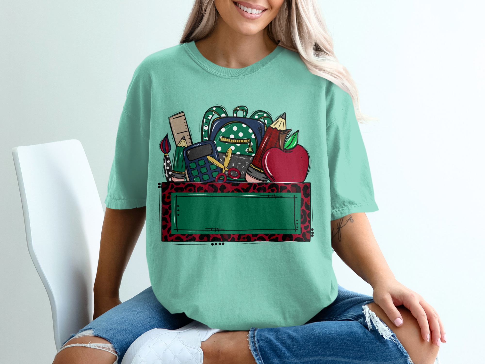 Custom Teacher Back to School T-Shirt | Personalized School Name Mascot Leopard Print Tee | Teacher Appreciation Gift | School Spirit Top - Image 10