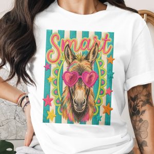 Smart Donkey T-Shirt, Comfort Colors ® Tee, Whimsical Animal Shirt, Faux Embroidered Graphic, Heart Glasses, Quirky Gift for Her