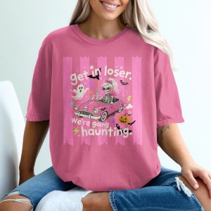 Mean Ghoul Halloween Shirt - Get In Loser We're Going Haunting Retro Funny Skeleton Barbie Driver T-Shirt