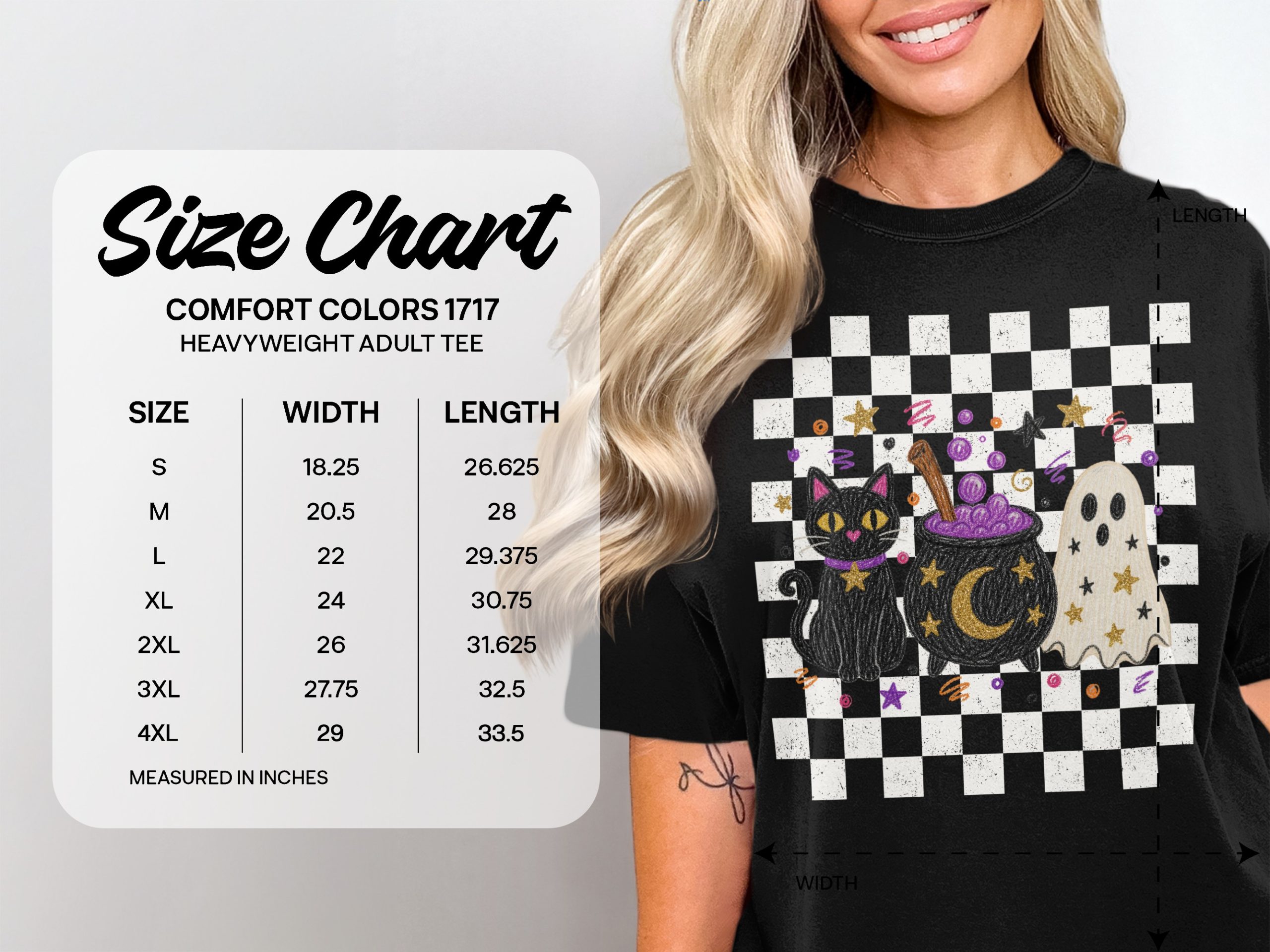 Spooky Cute Halloween T-Shirt | Whimsical Black Cat Cauldron Ghost Tee | Celestial Autumn Graphic Shirt | Fun Fall Season Gift for Her - Image 6