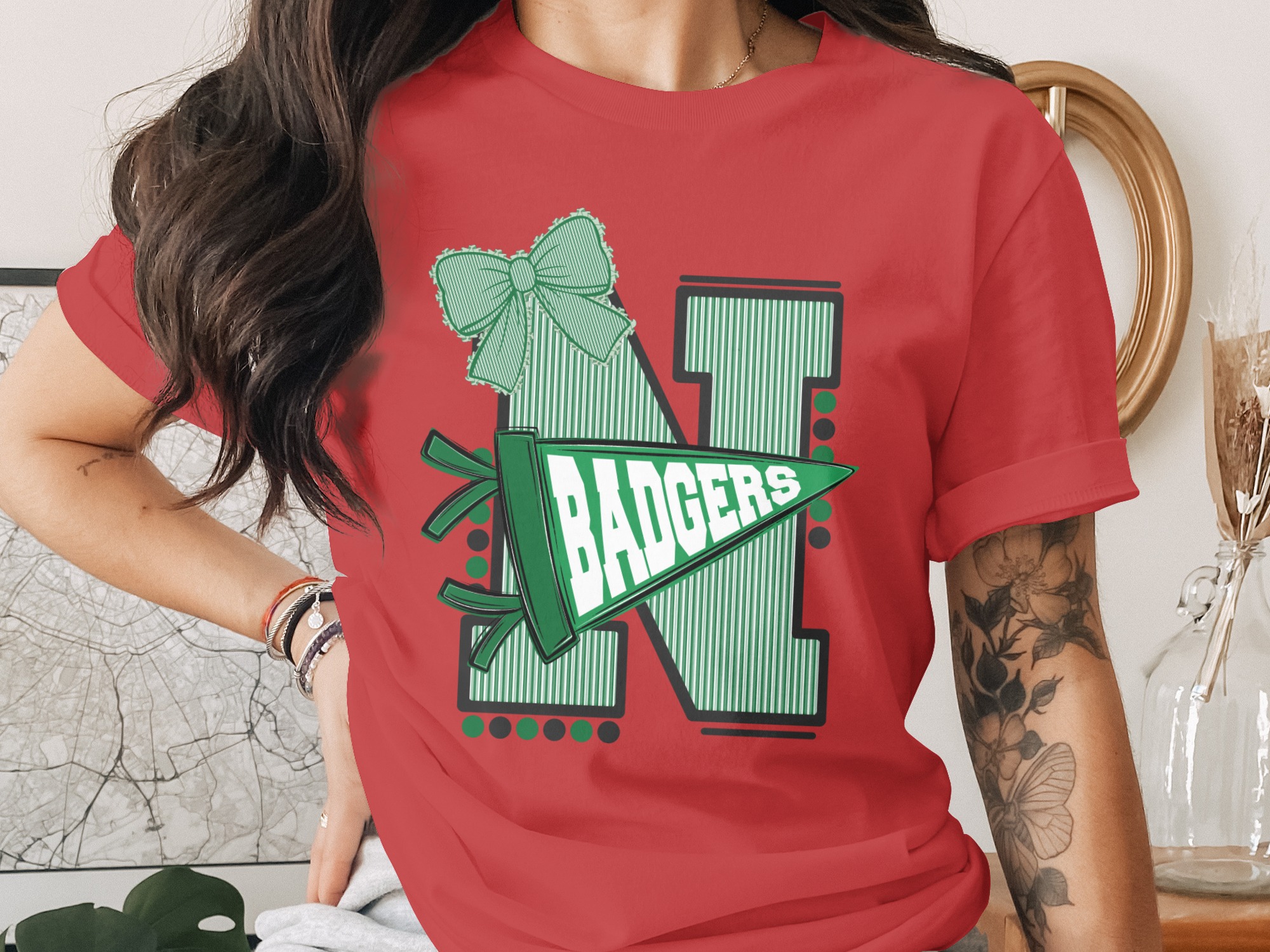 Custom Initial Varsity Letter T-Shirt, Personalized School Spirit Tee, College Game Day Outfit, Custom Mascot Name, Graduation Gift - Image 4