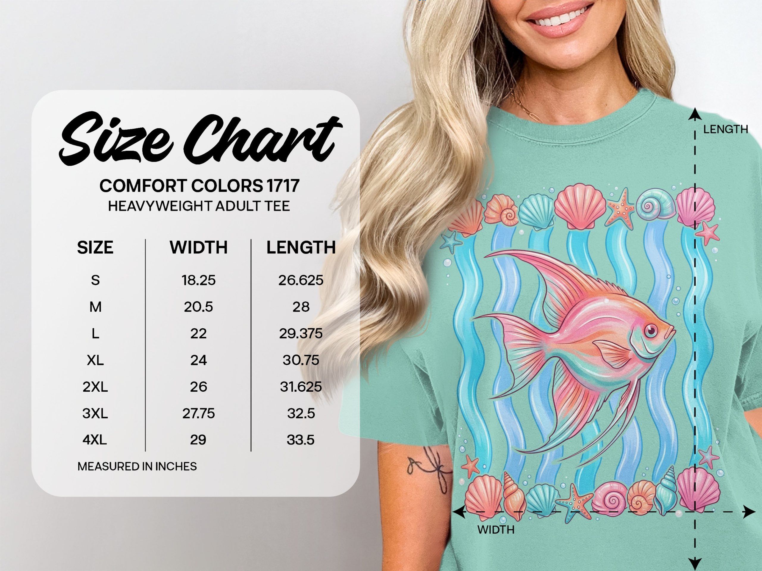 Vibrant Angelfish T-Shirt, Cute Pastel Ocean Life Graphic Tee, Whimsical Marine Animal Shirt, Seashell Starfish Beachy Summer Top - Image 3