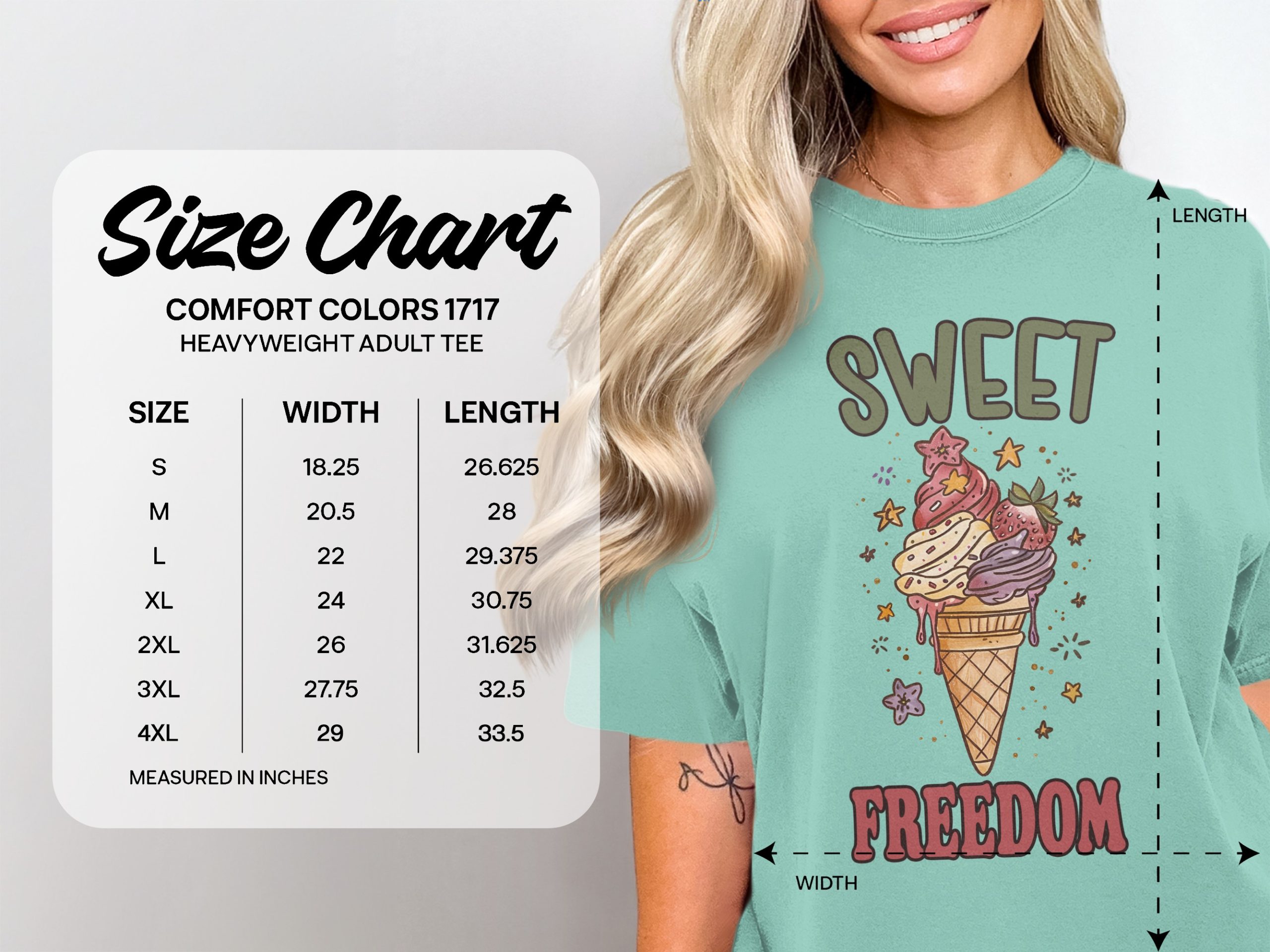 Sweet Freedom Ice Cream Cone T-Shirt Retro Dessert Tee Cute Summer Vacation Shirt for Women Fun Foodie Gift - Image 4