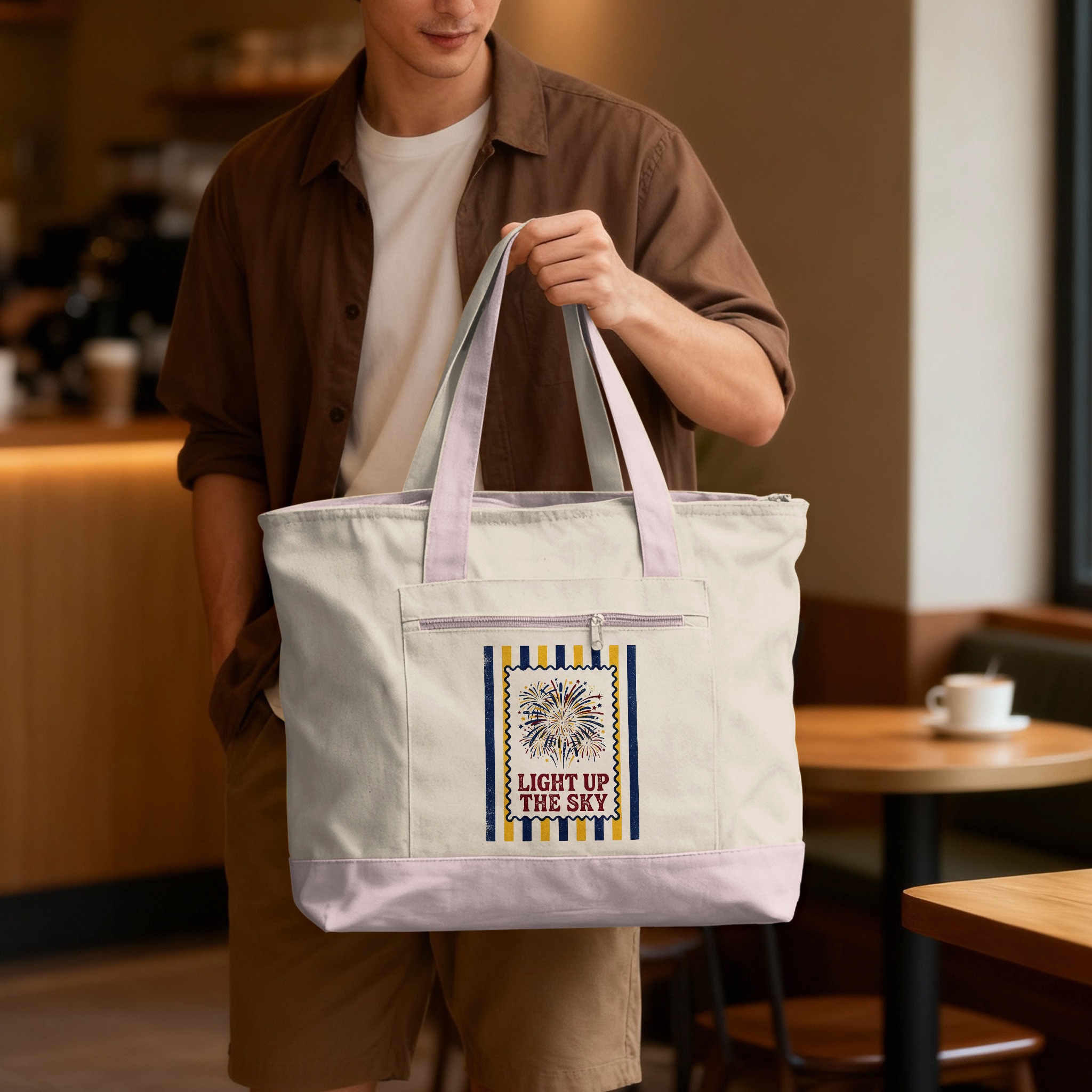 Fourth of July Tote Bag, Independence Day Fireworks Tote, Patriotic Americana 'Light Up The Sky' Reusable Bag - Image 8