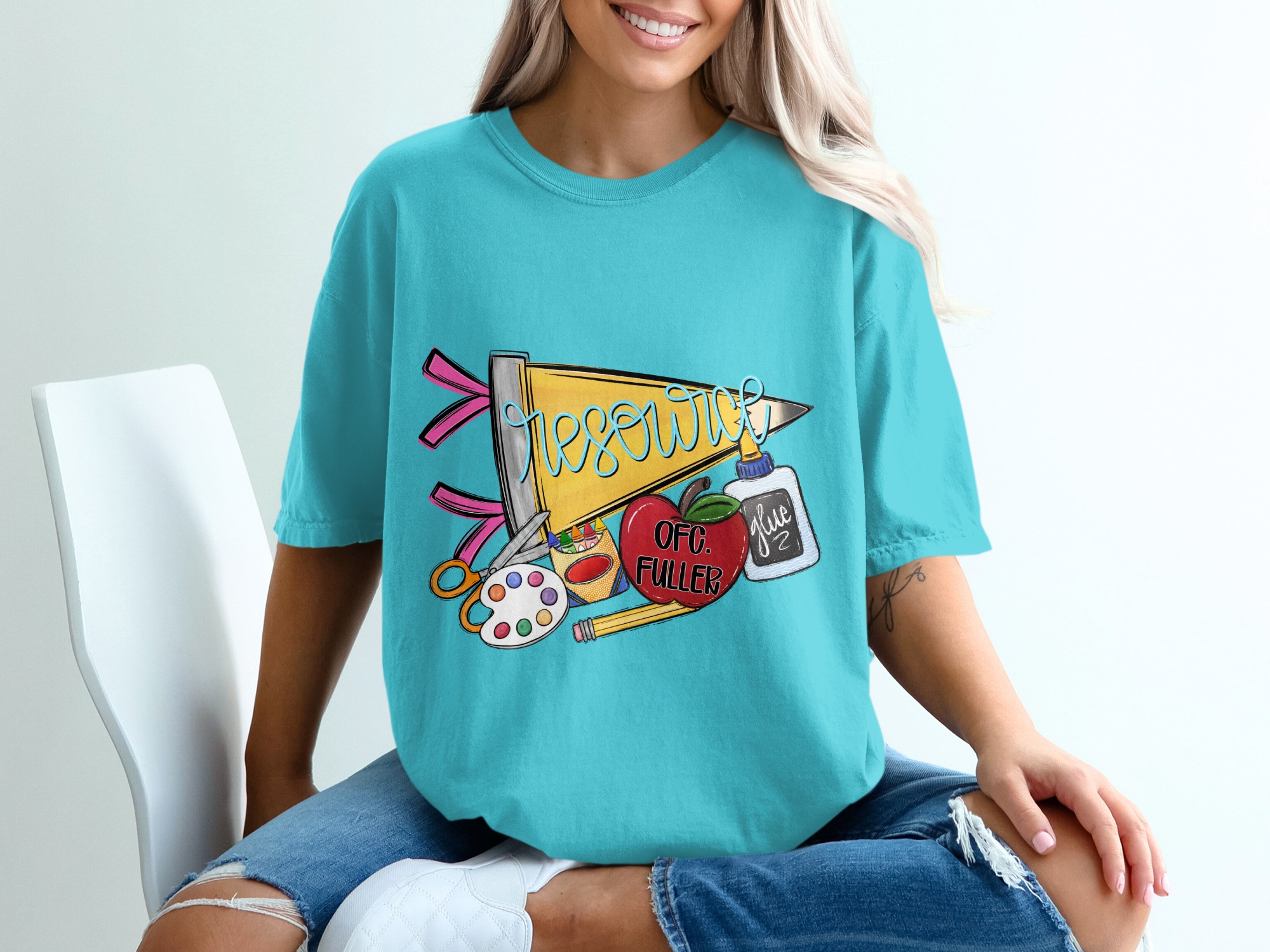 Resource Teacher T-Shirt with School Supplies Graphic, Cute Back to School Top for Educators, Appreciation Gift Tee - Image 9