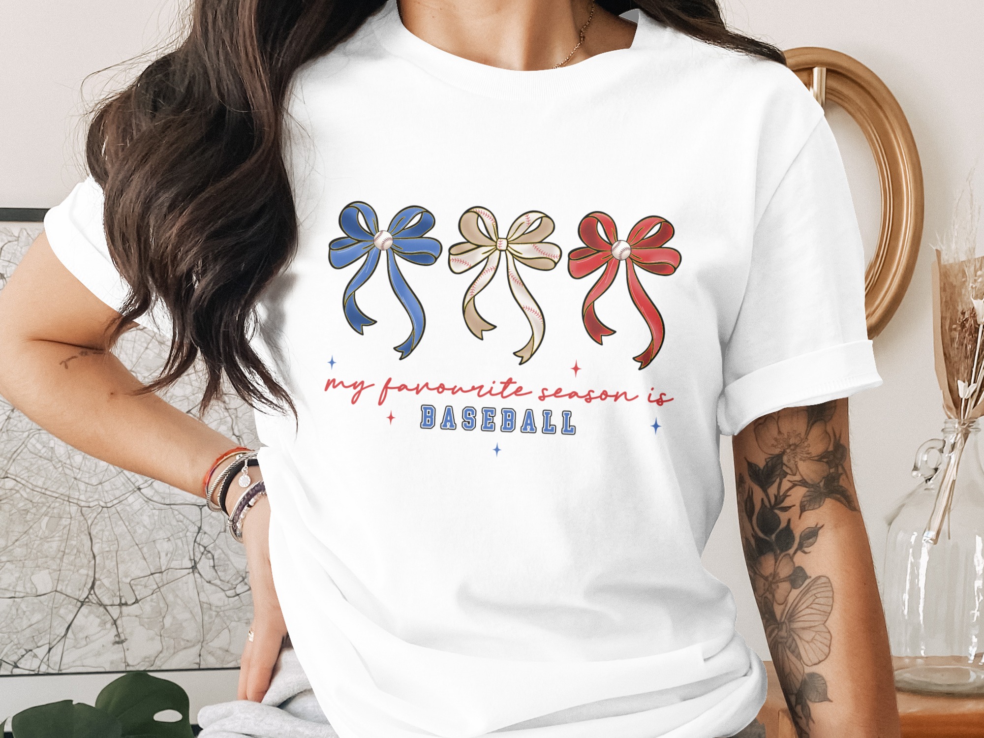 Baseball Season T-Shirt, My Favorite Season is Baseball Comfort Colors® Tee, Game Day Lover Gift, Cute Bow Baseball Fan Apparel