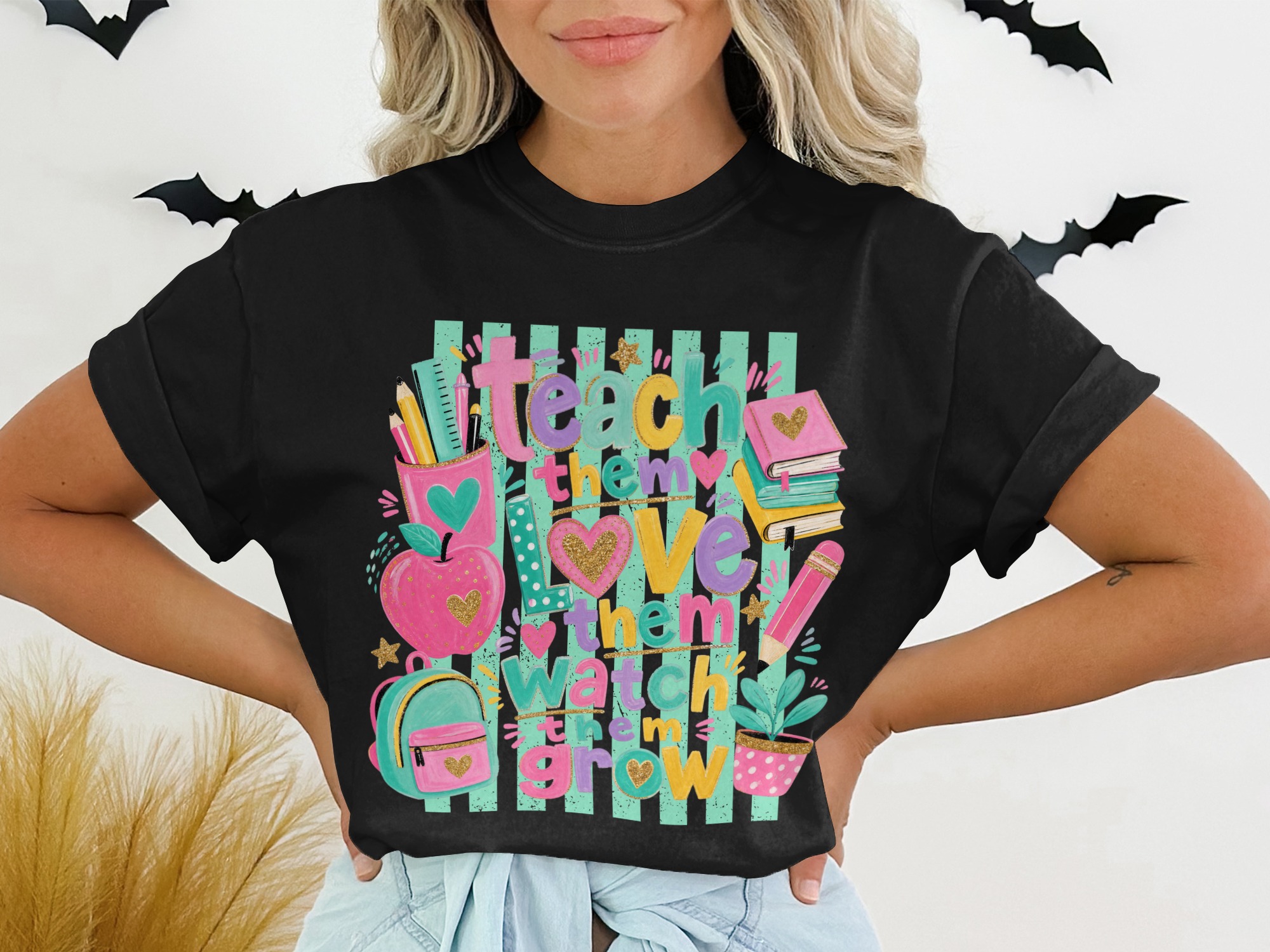 Teach Love Grow Teacher Shirt, Educator Appreciation Tee, Back to School Gift, Cute Teacher Life Outfit, End of Year T-Shirt