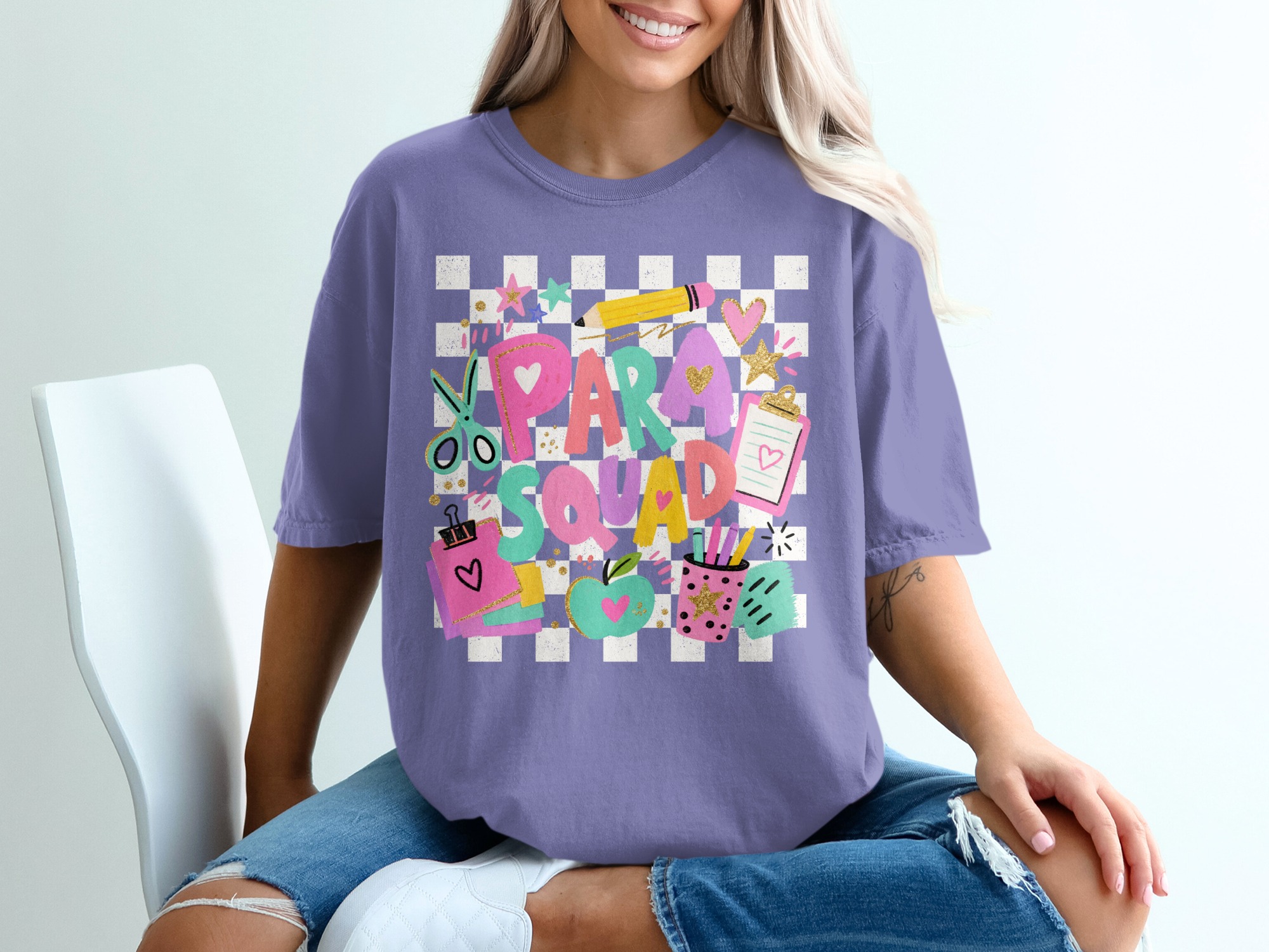 Para Squad T-Shirt, Colorful Paraprofessional Gift, Teacher Assistant Appreciation Tee for School Support Staff - Image 3