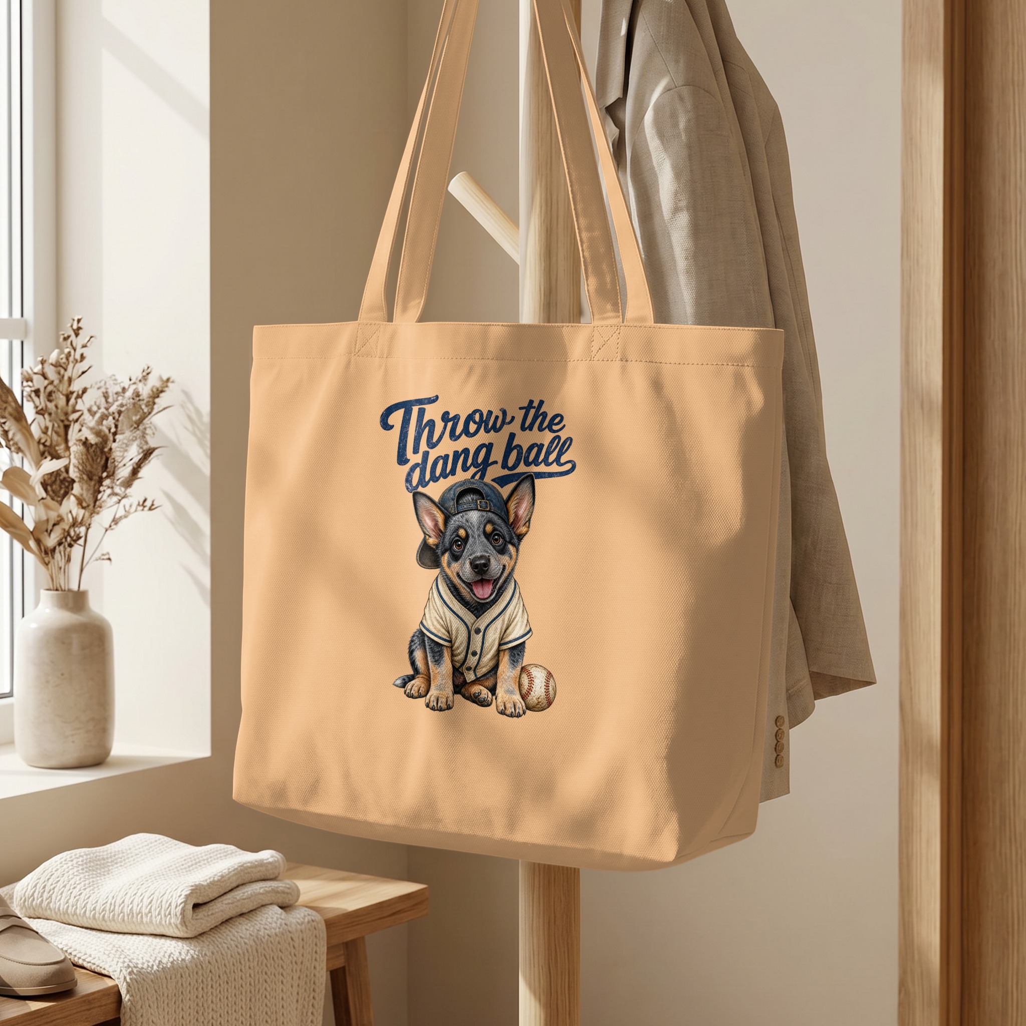 Cute Baseball Puppy Tote Bag, Throw the Dang Ball Puppy Canvas Bag, Sports Dog Lover Gift for Her, Pet Owner - Image 5