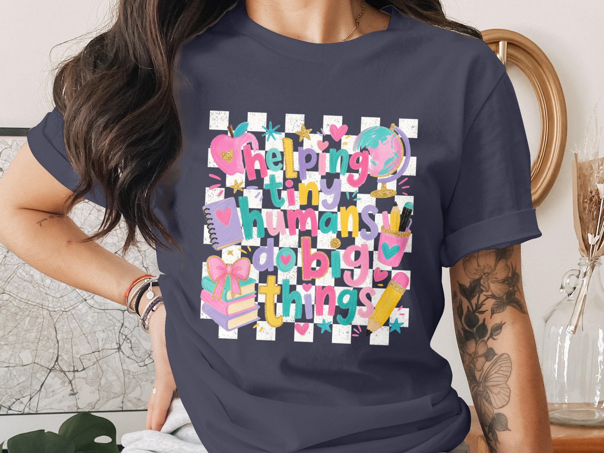 Teacher Appreciation T-Shirt, 'Helping Tiny Humans Do Big Things' Tee, Colorful Educator Gift for Women, Back to School Shirt for Teachers - Image 12