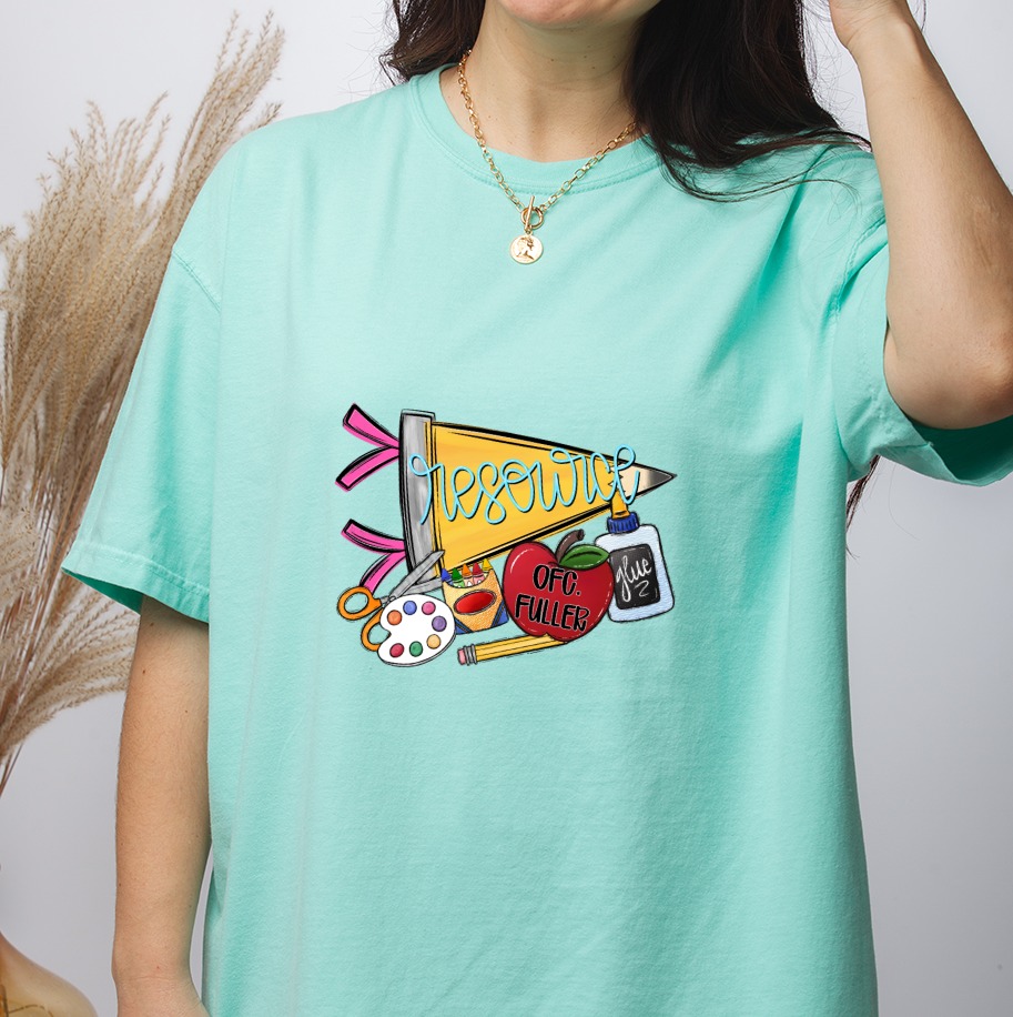 Resource Teacher T-Shirt with School Supplies Graphic, Cute Back to School Top for Educators, Appreciation Gift Tee - Image 2