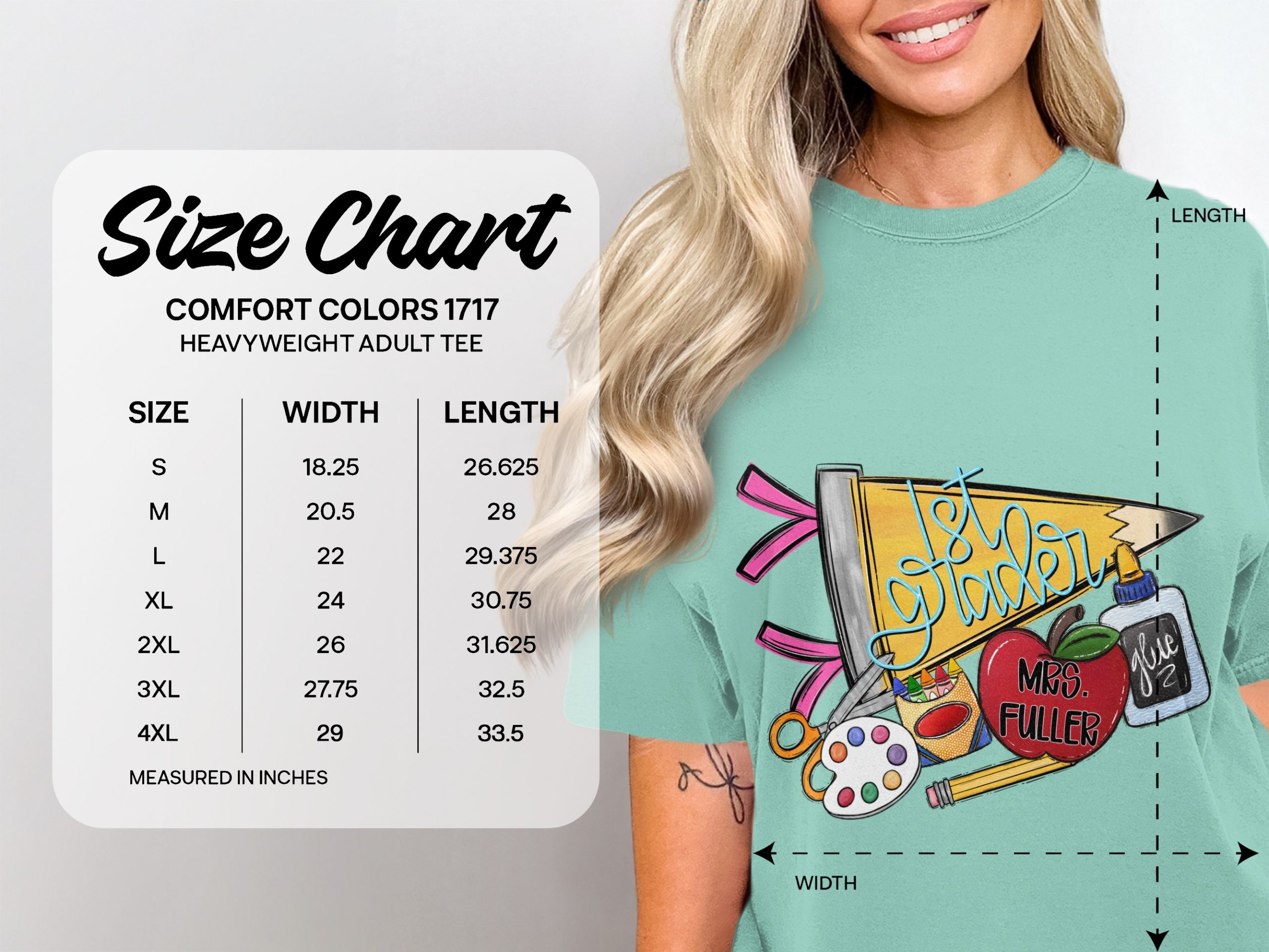 First Grader Teacher T-Shirt, Back to School Personalized Educator Gift, 1st Grade Student Shirt, School Supplies Tee, End of Year - Image 5