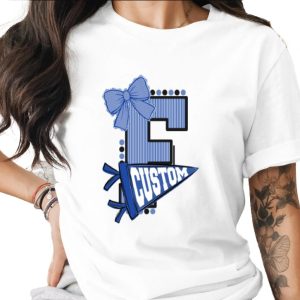 Custom School Initial T-Shirt, Personalized Varsity Letter Tee, Mascot Spirit Wear Crewneck, Game Day Tailgate Gift Shirt