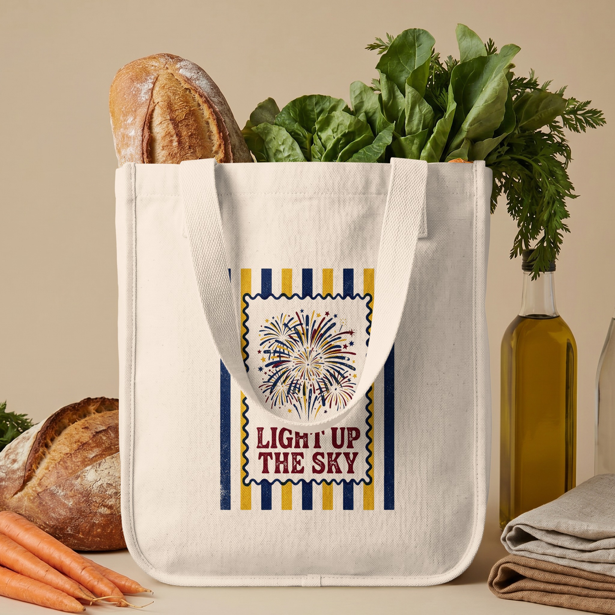 Fourth of July Tote Bag, Independence Day Fireworks Tote, Patriotic Americana 'Light Up The Sky' Reusable Bag - Image 6