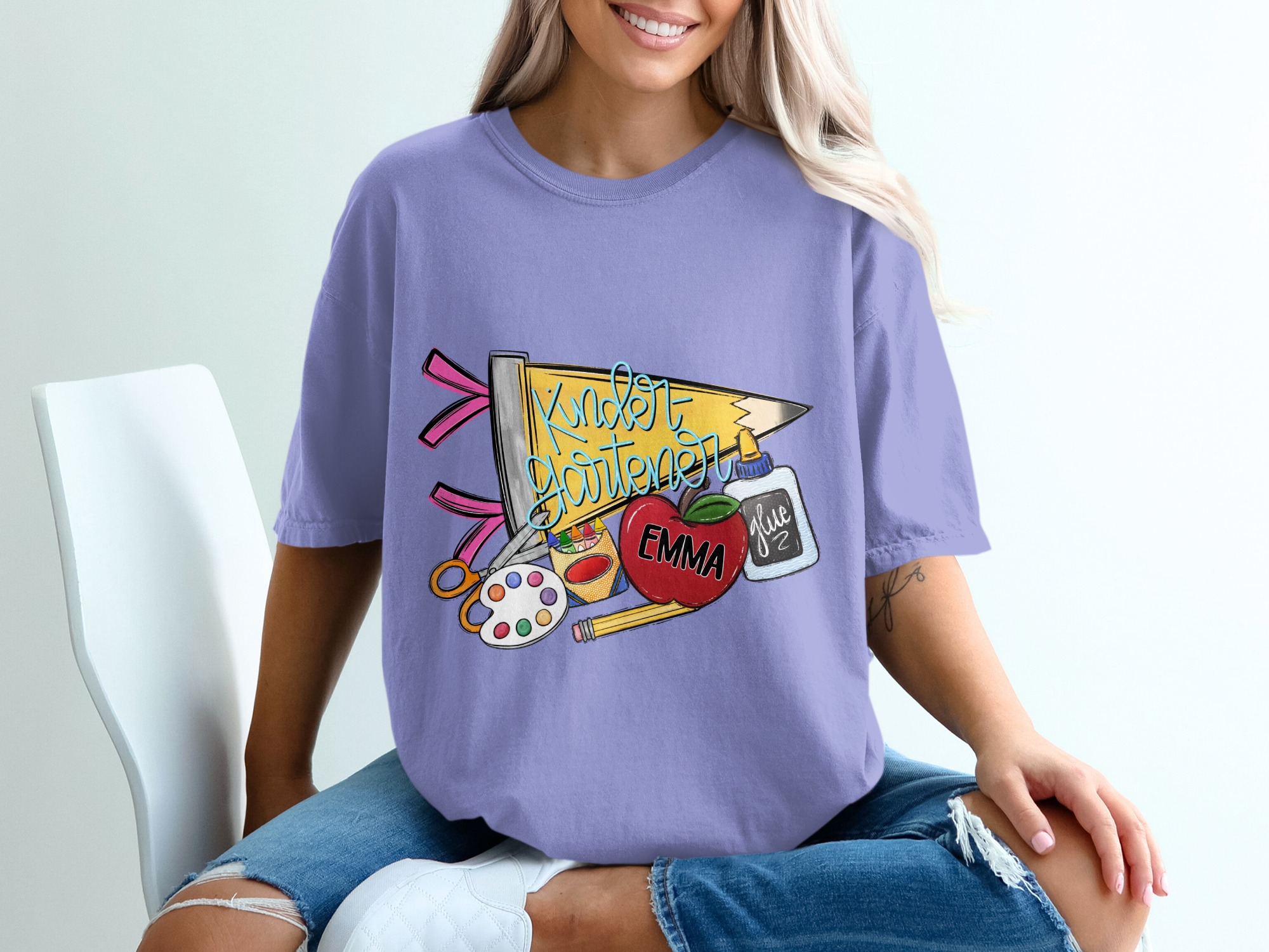 Kindergarten Teacher T-Shirt | Personalized Back to School Gift | First Day of School Tee | Custom Teacher Appreciation Shirt - Image 18