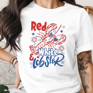 Red White and Lobster T-Shirt, Comfort Colors ® Fourth of July Tee, Patriotic Seafood Lover Shirt, Summer Beach Vacation Outfit, American